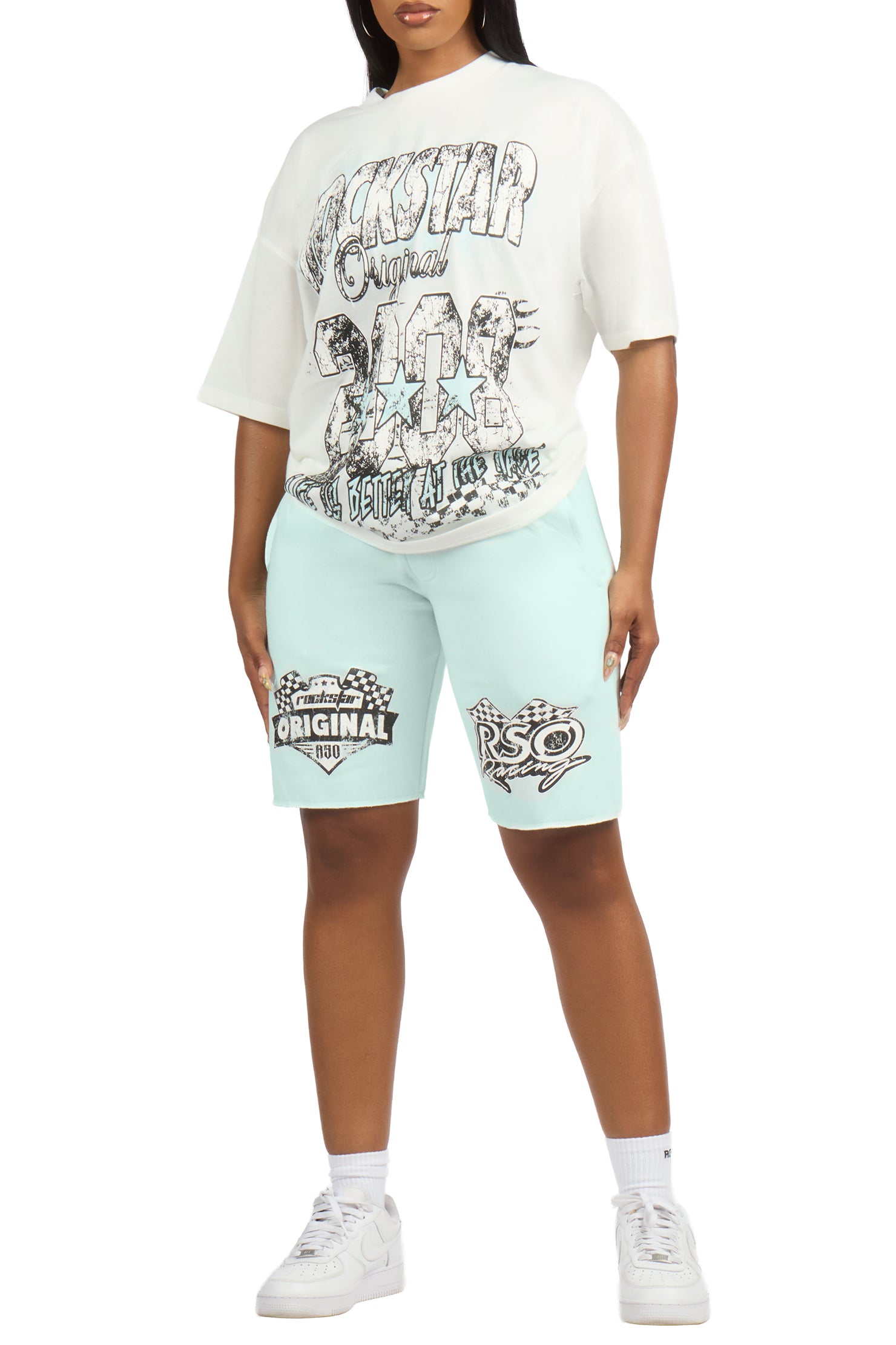 Ashlynn White/Mint T-Shirt Short Set