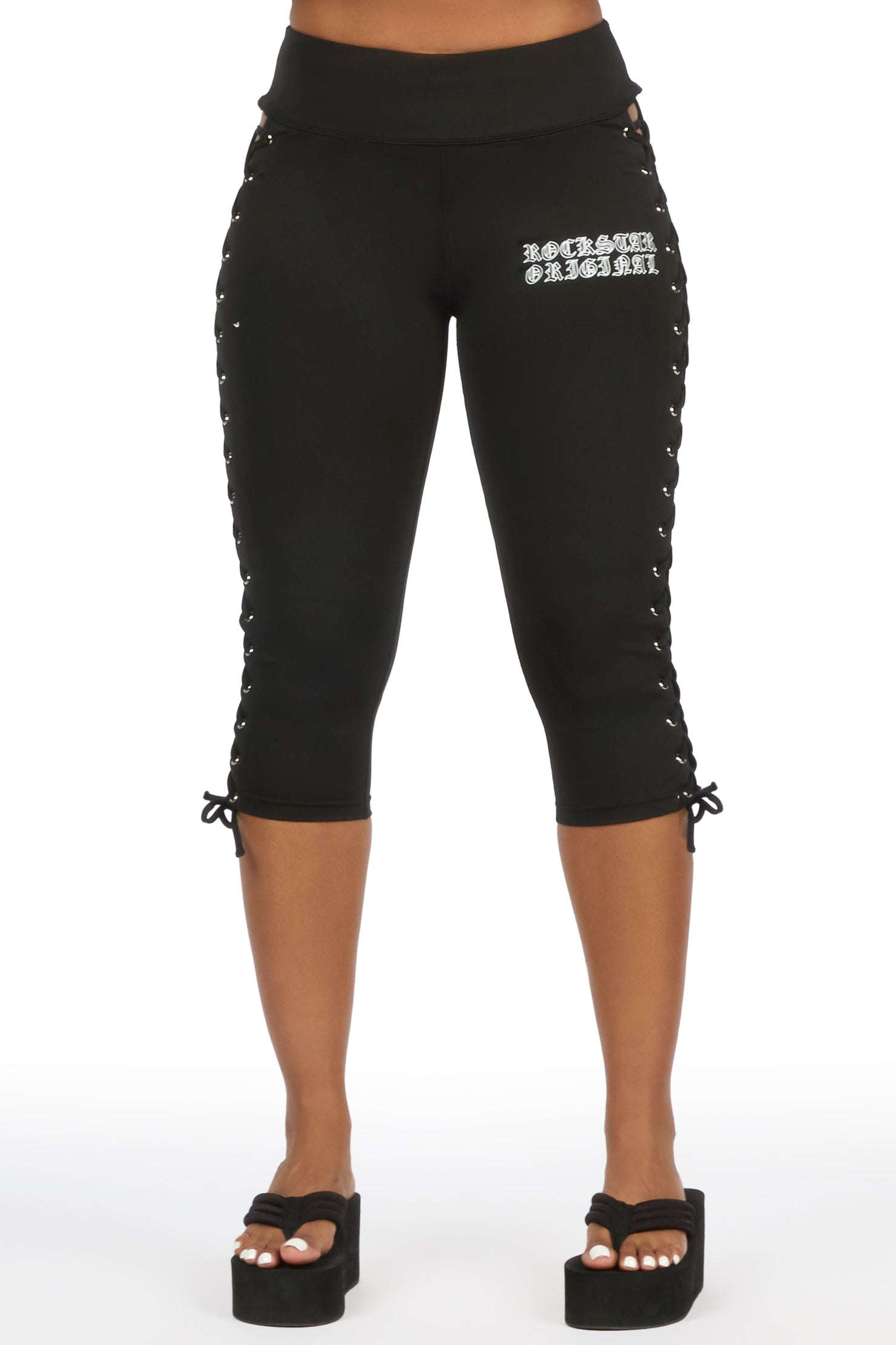Rineshia Black Lace Up Capri