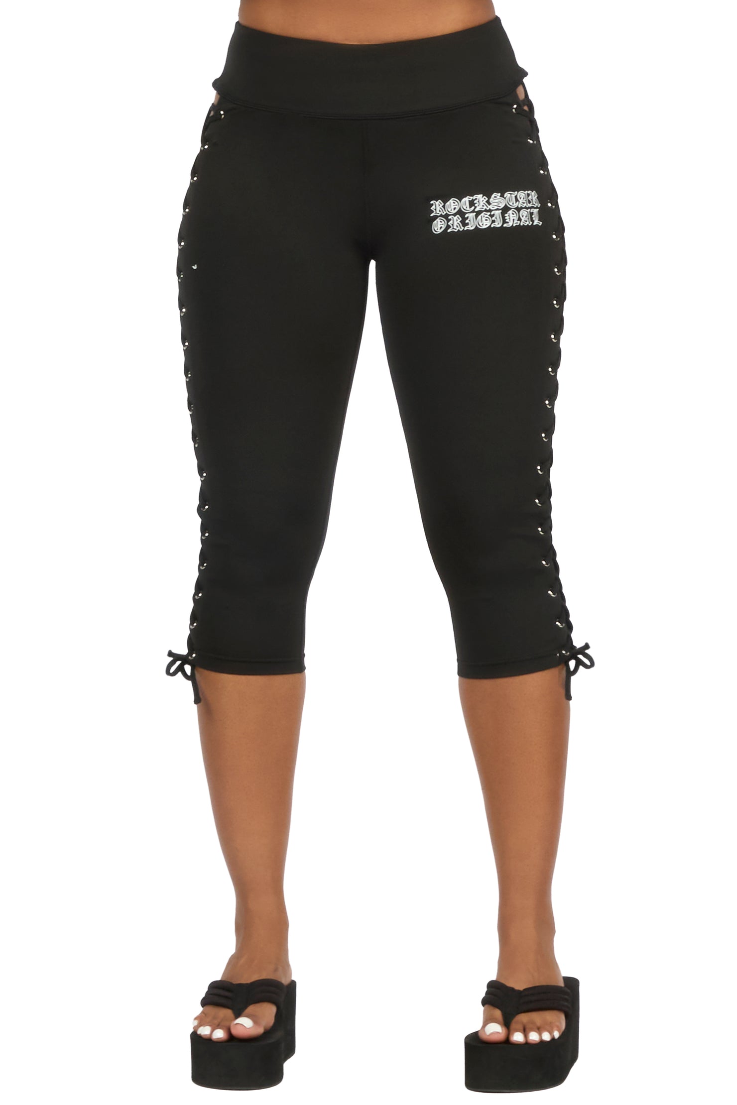 Rineshia Black Lace Up Capri