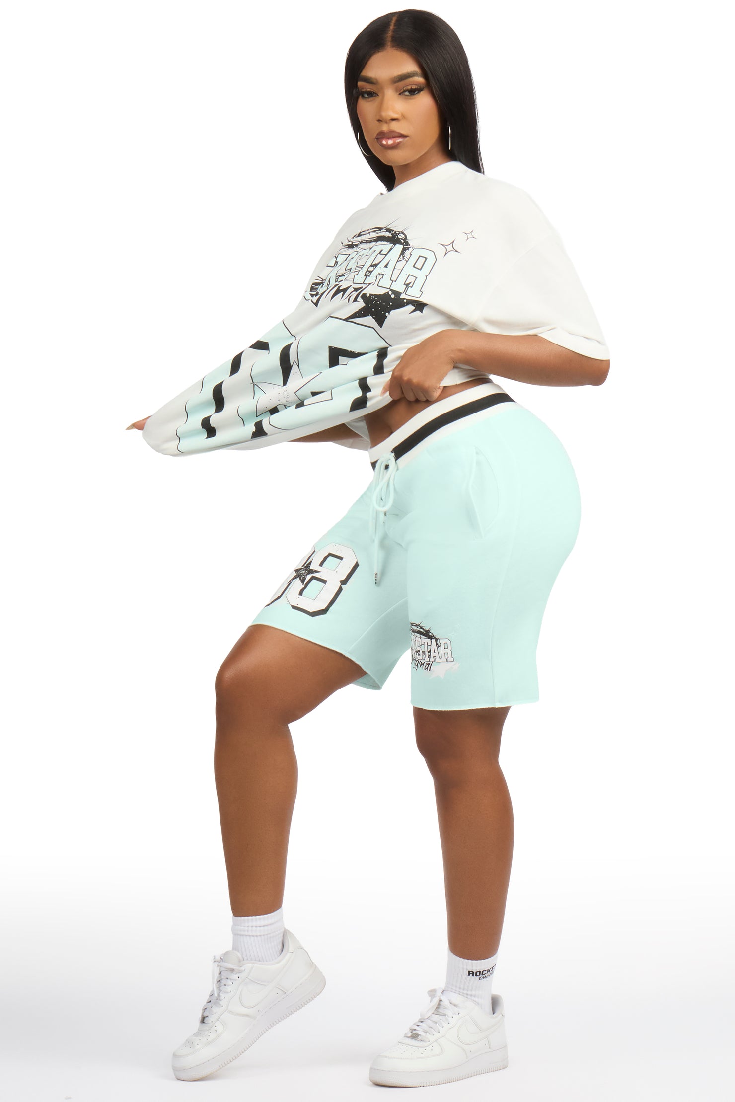Carolina White/Blue T-Shirt Short Set