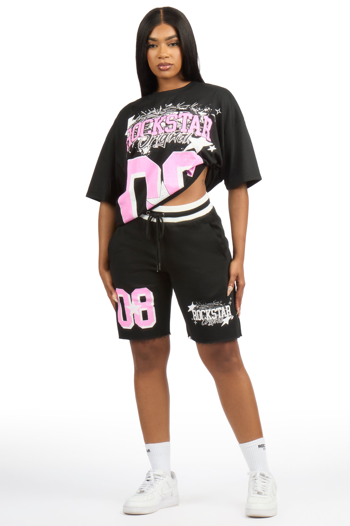 Carolina Black/Pink T-Shirt Short Set