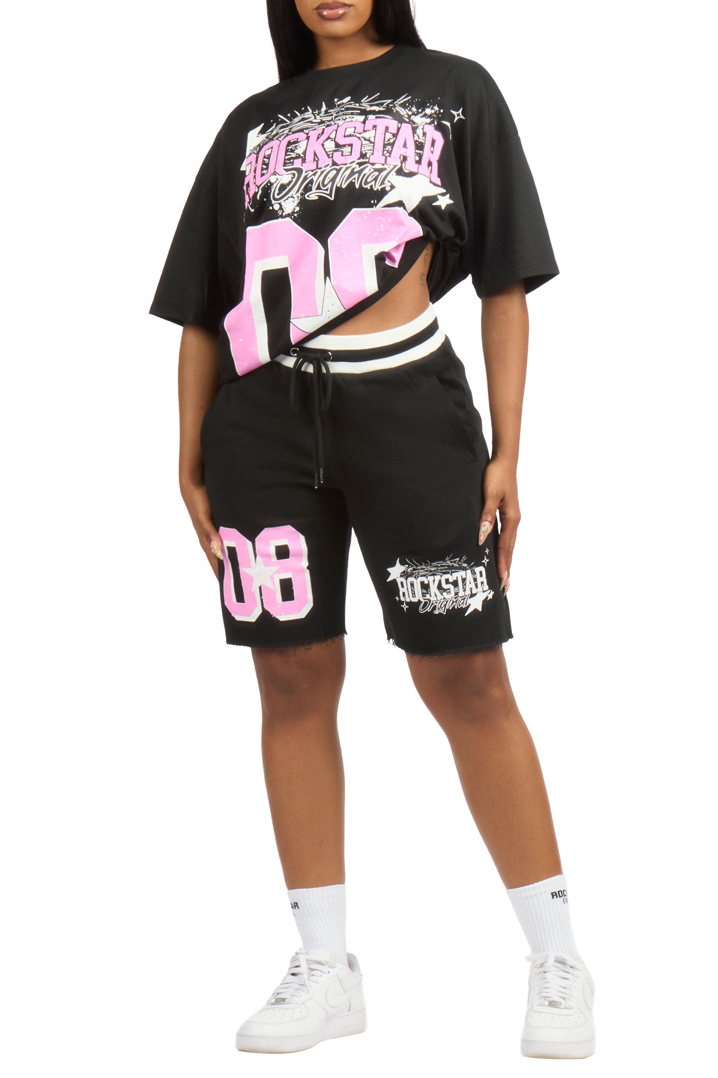Carolina Black/Pink T-Shirt Short Set