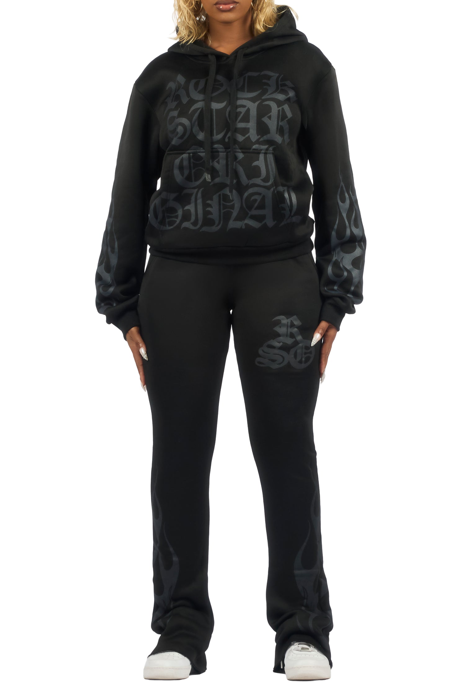 Anisha Black Stacked Track Set