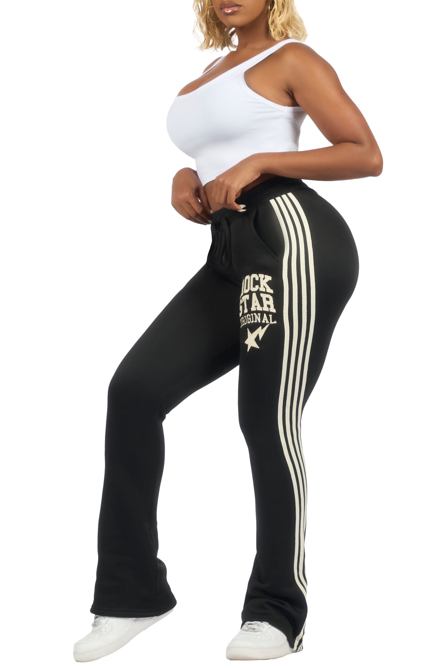 Briana Black Stacked Track Pant