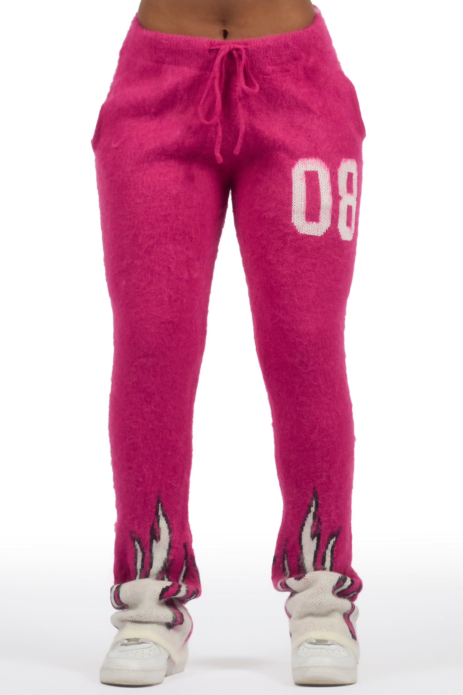 Della Pink Mohair Stacked Track Pant