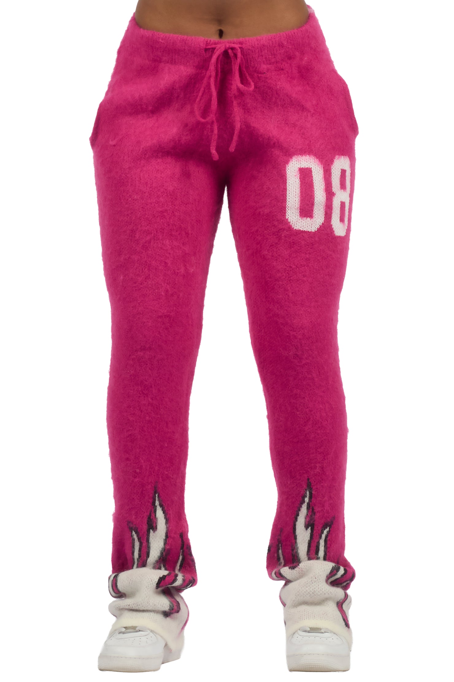 Della Pink Mohair Stacked Track Pant