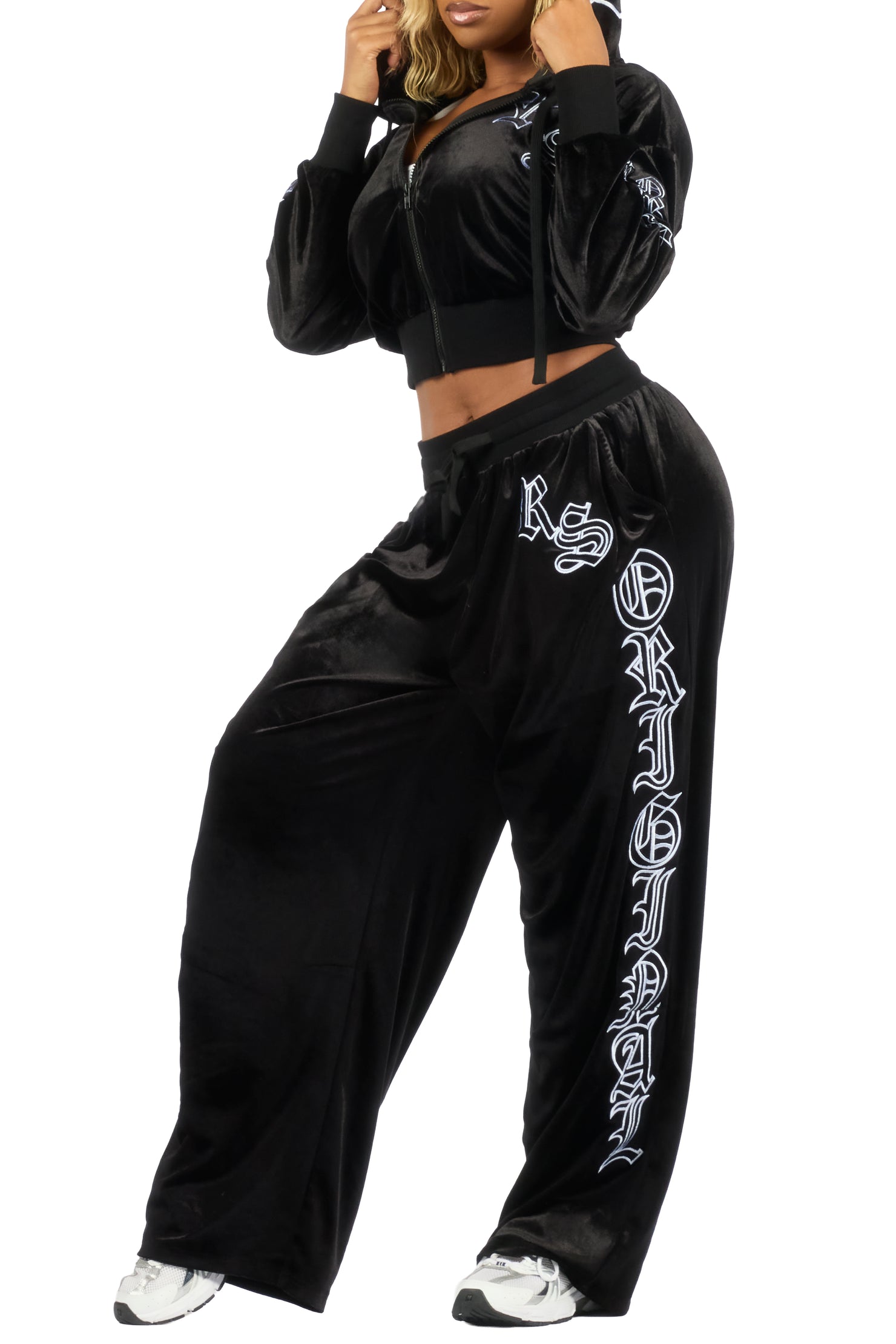 Minkina Black Velour Baggy Fit Track Set