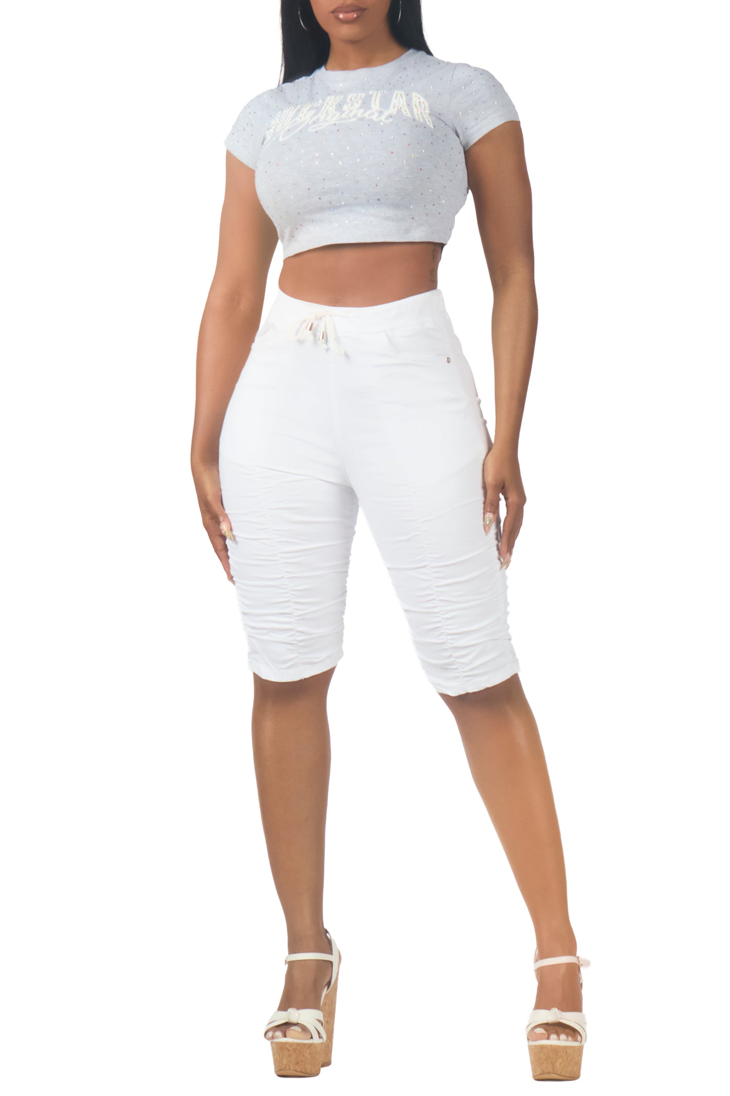 Janea White Bermuda Short