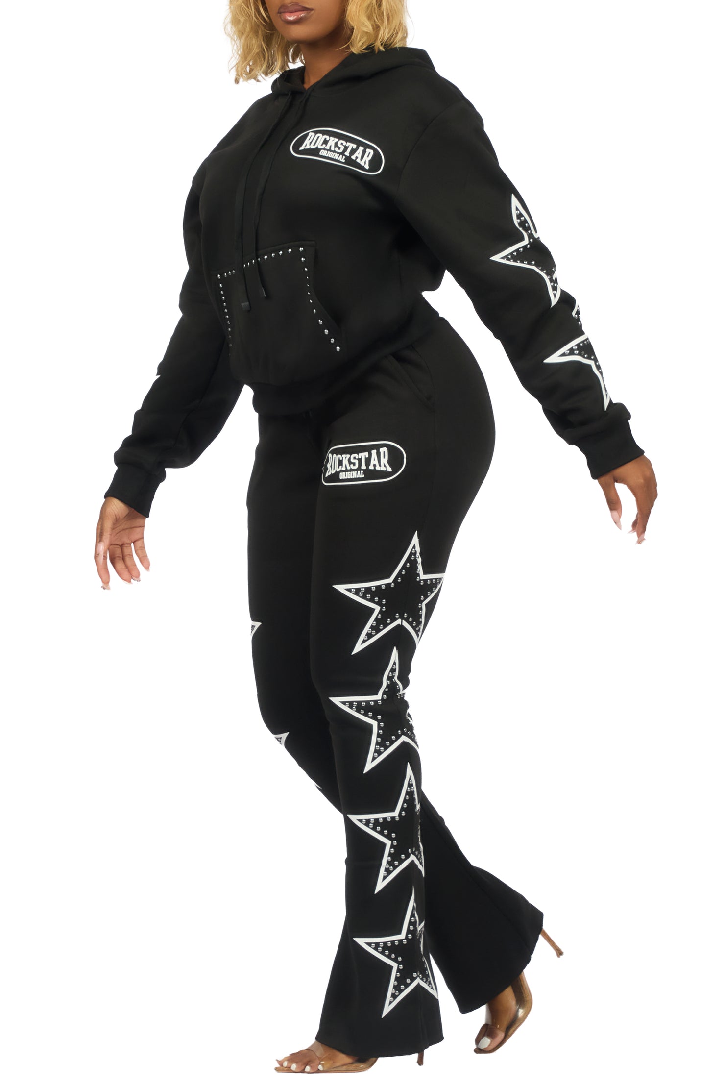 Alexius Black Rhinestone Stacked Track Set