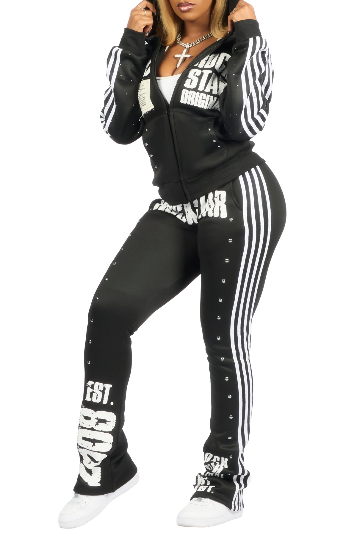 Koreena 2.0 Black Rhinestone Stacked Track Set