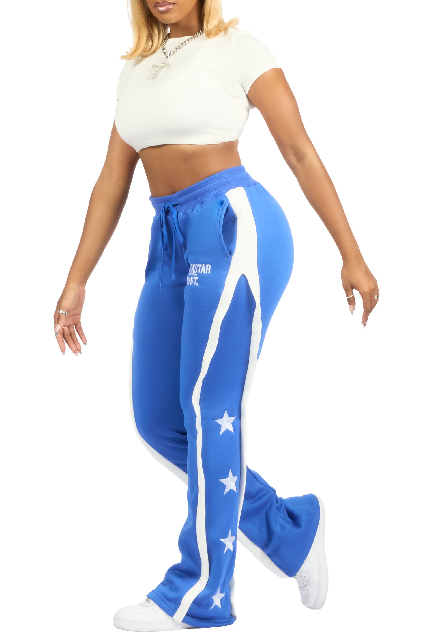 Deaunta Royal Blue Stacked Track Pant