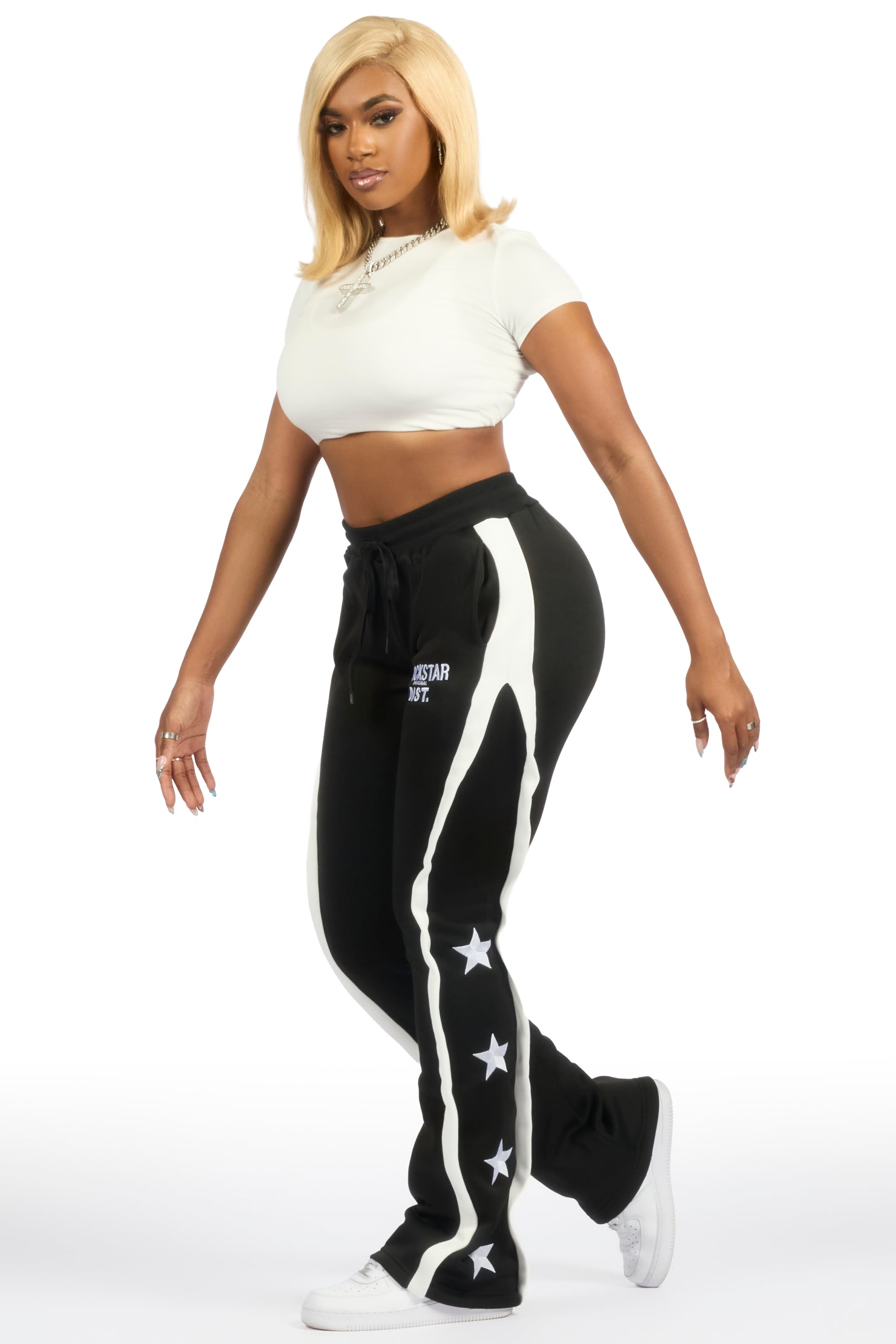 Deaunta Black Stacked Track Pant