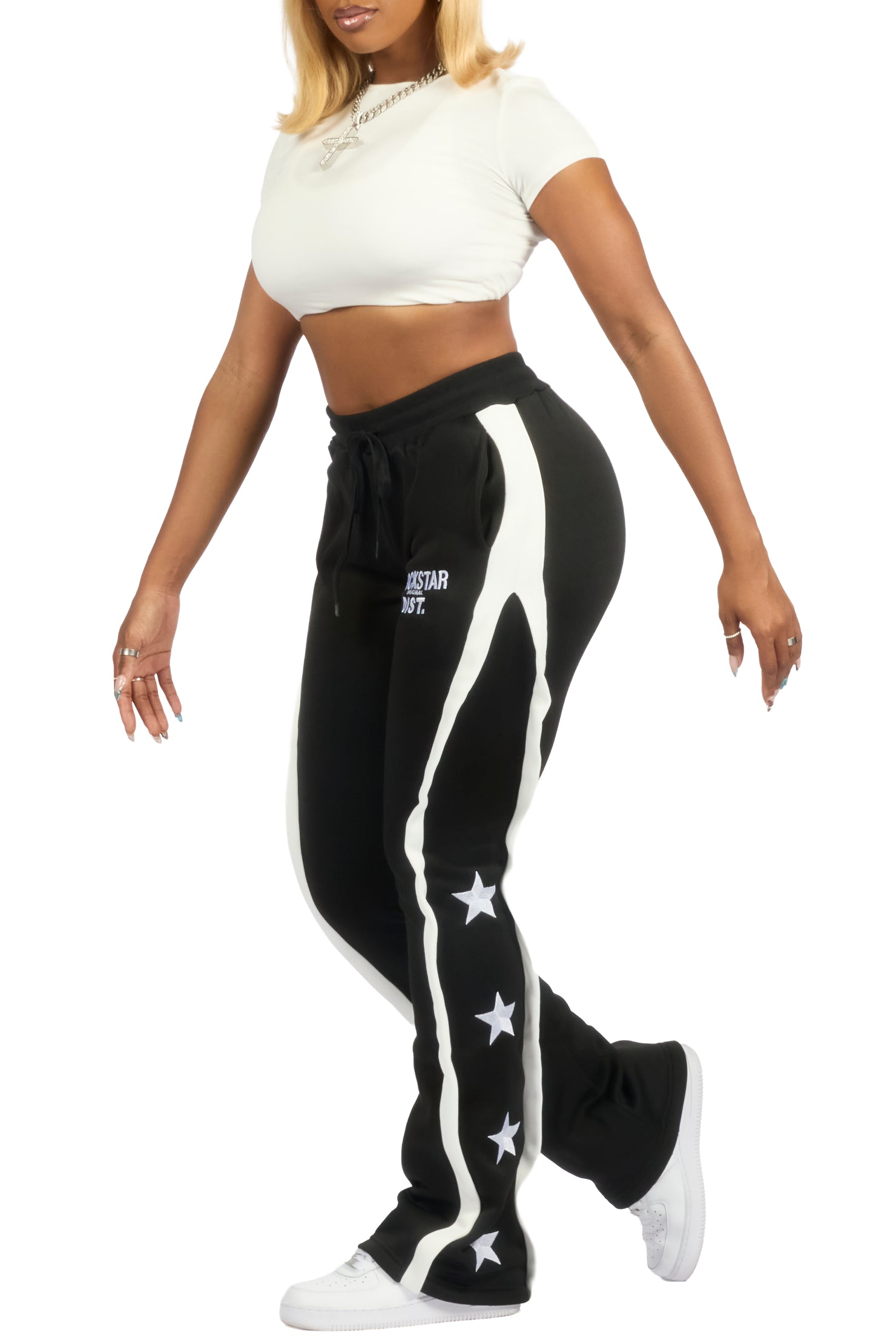 Deaunta Black Stacked Track Pant