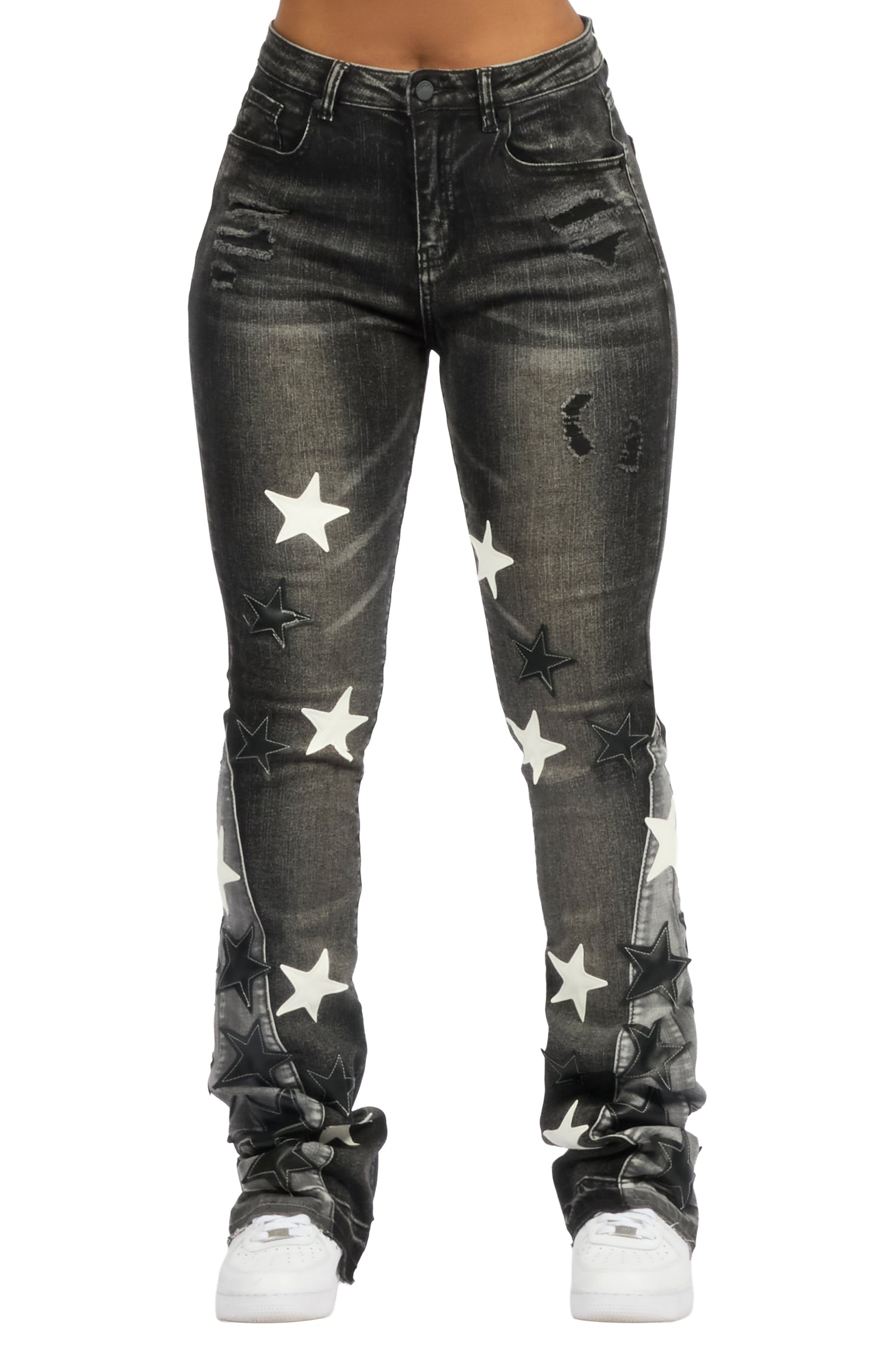 Adella Black Stacked Jean