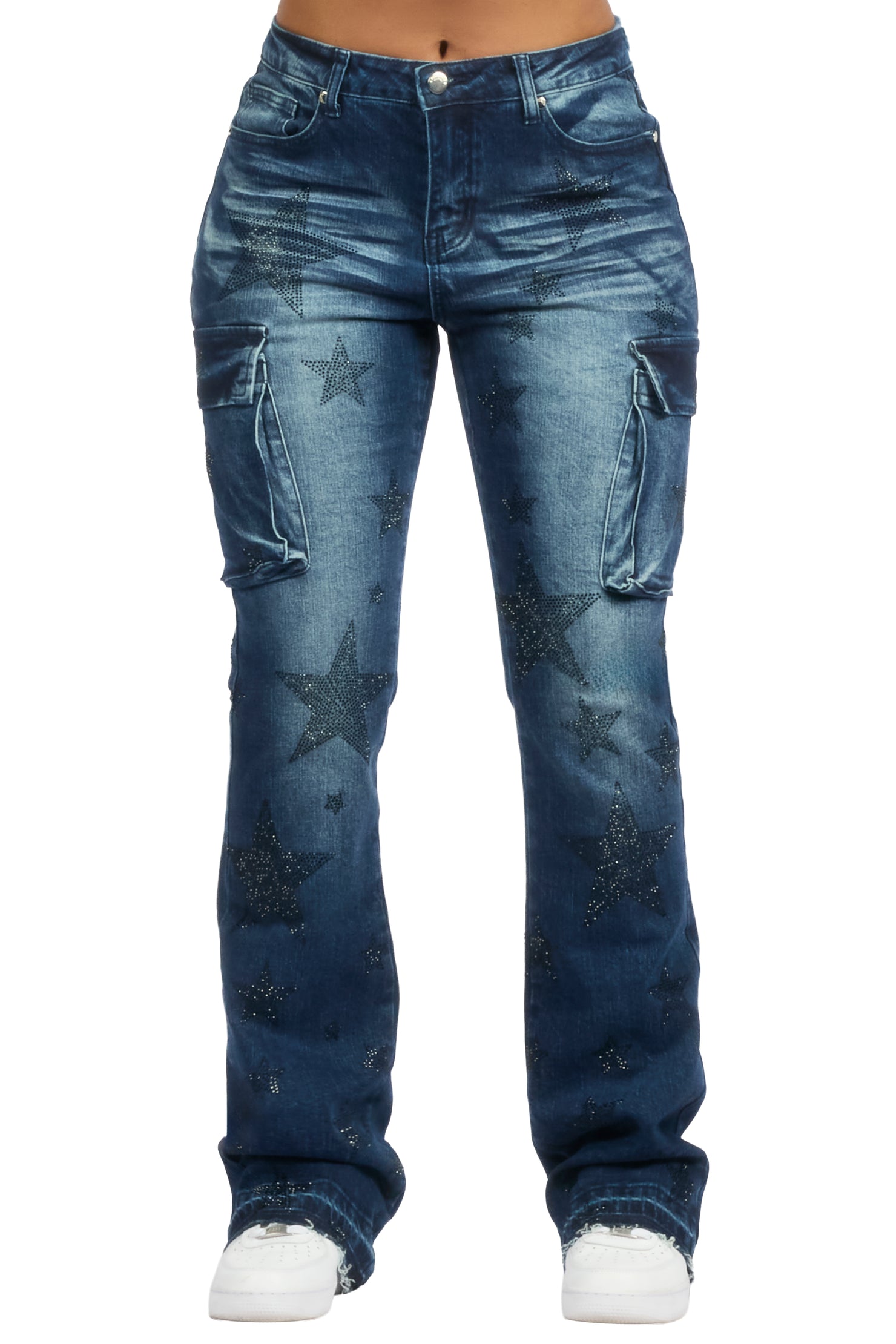 Kendrica Dark Wash Rhinestone Stacked Jean