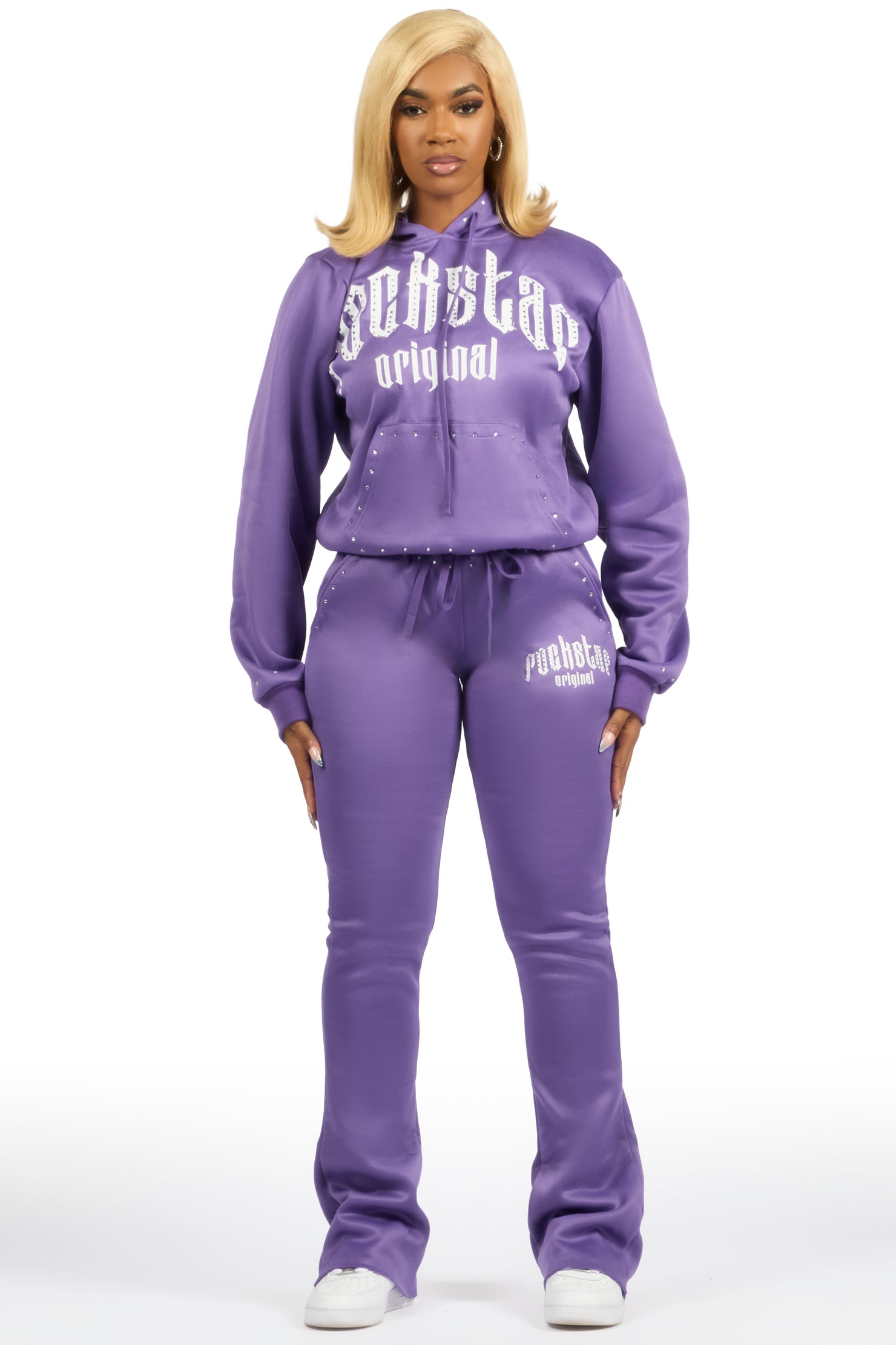 Sherris Purple Studded Stacked Track Set