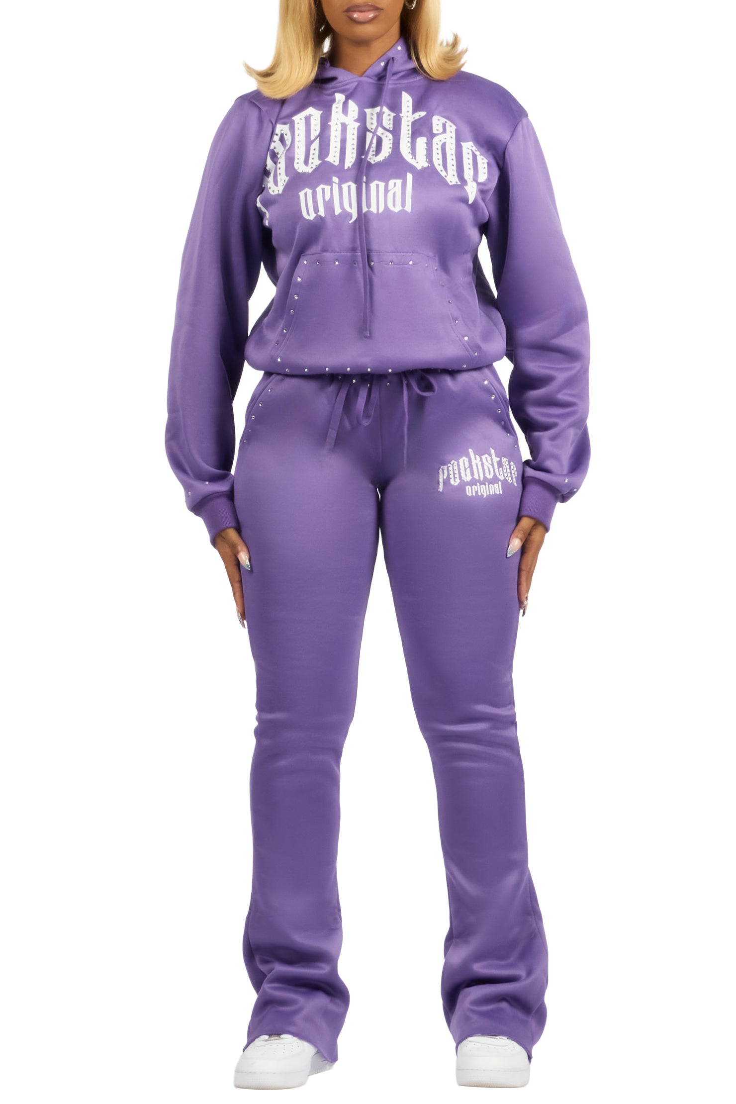 Sherris Purple Studded Stacked Track Set