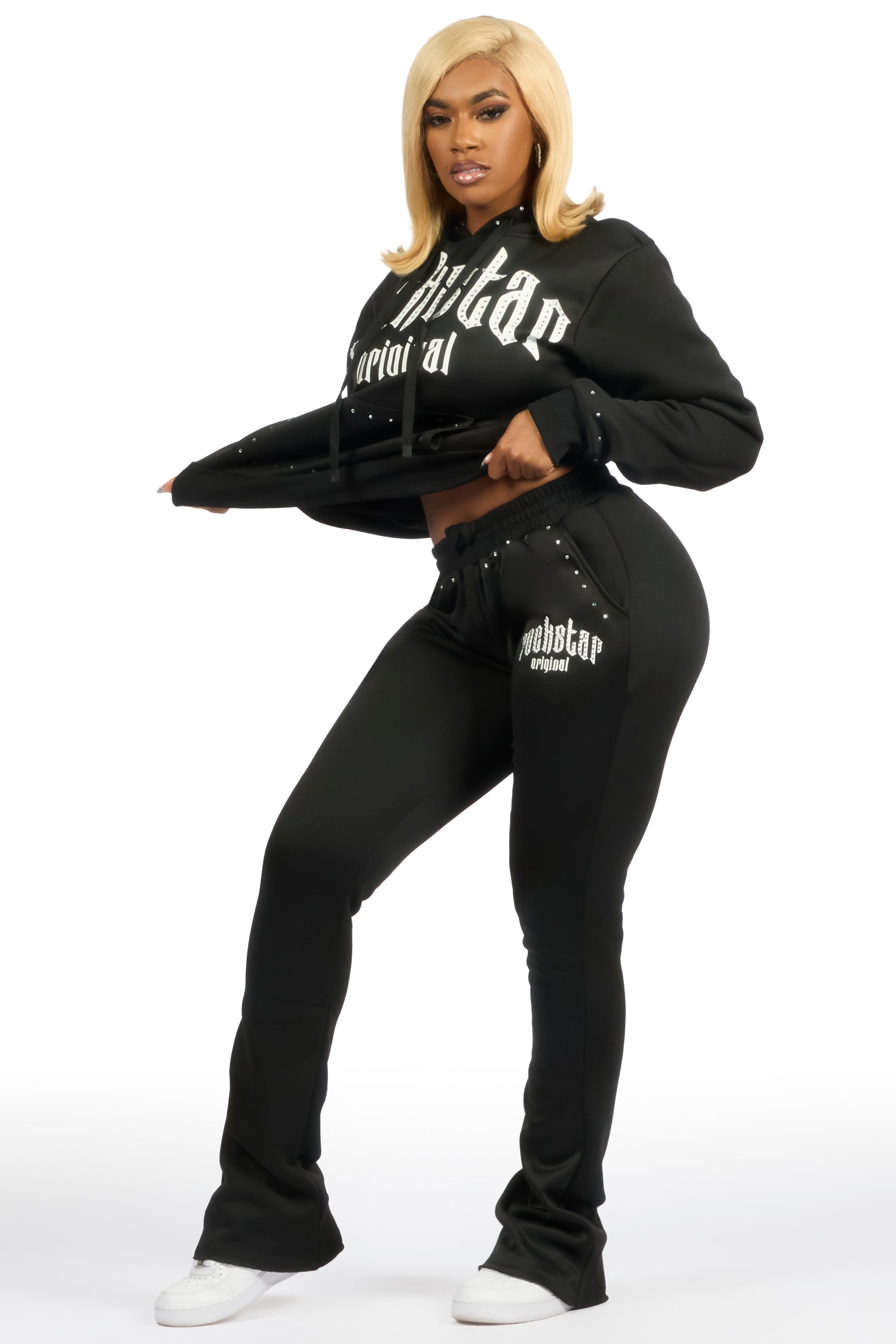 Sherris Black Studded Stacked Track Set