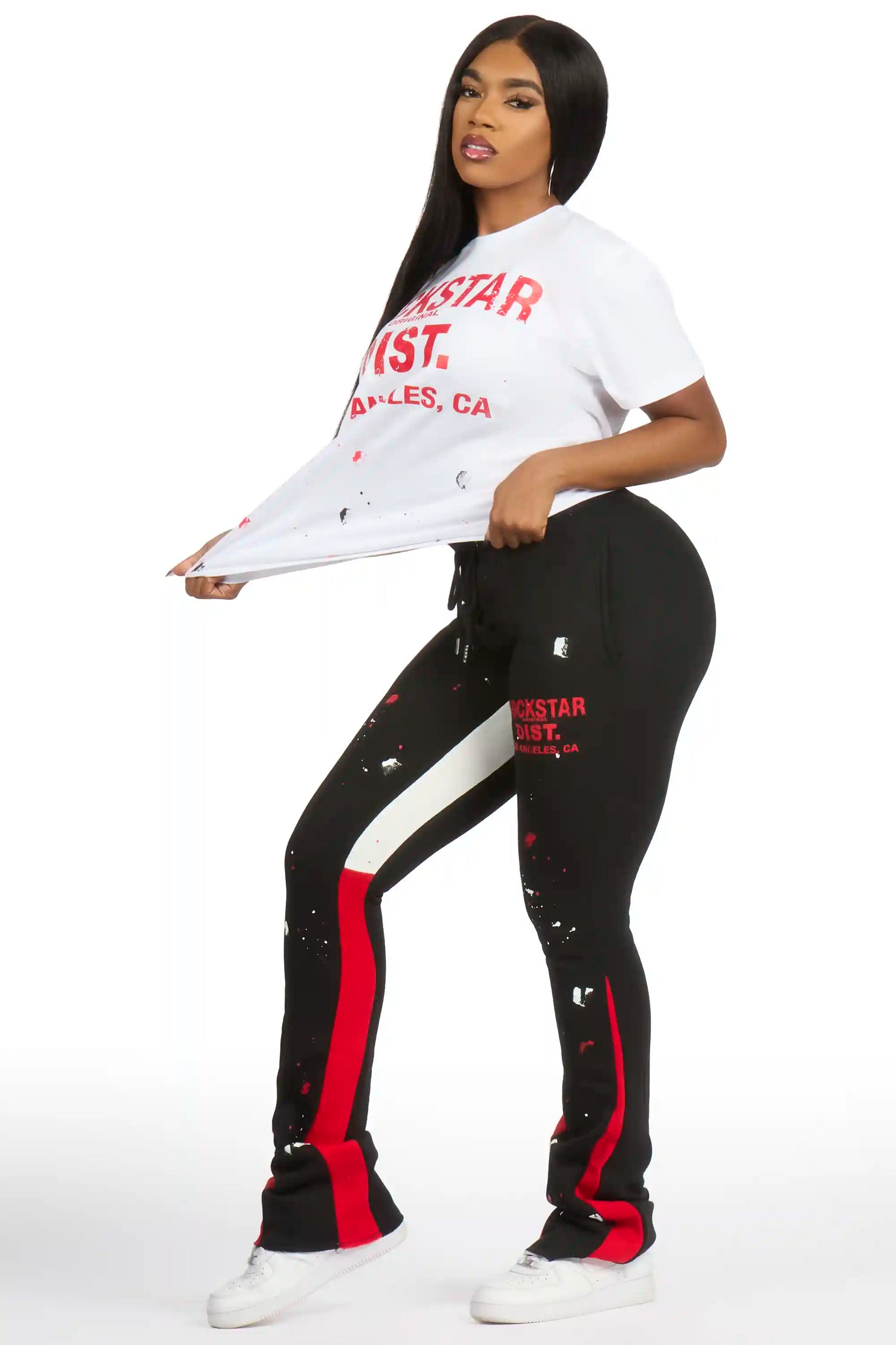 DaeOnna White/Black T-Shirt Stacked Track Set