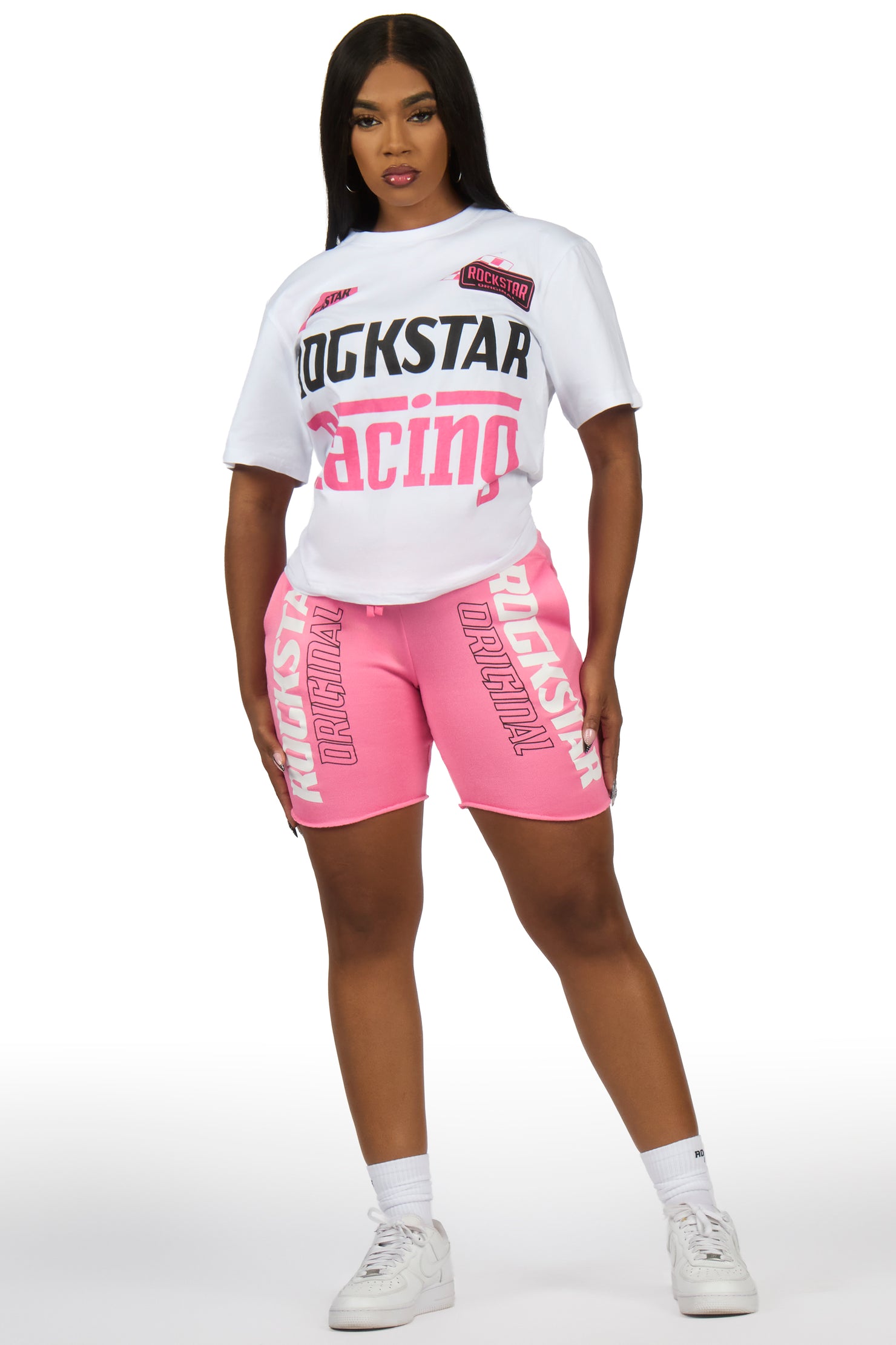 Tarie White/Pink T-Shirt Short Set