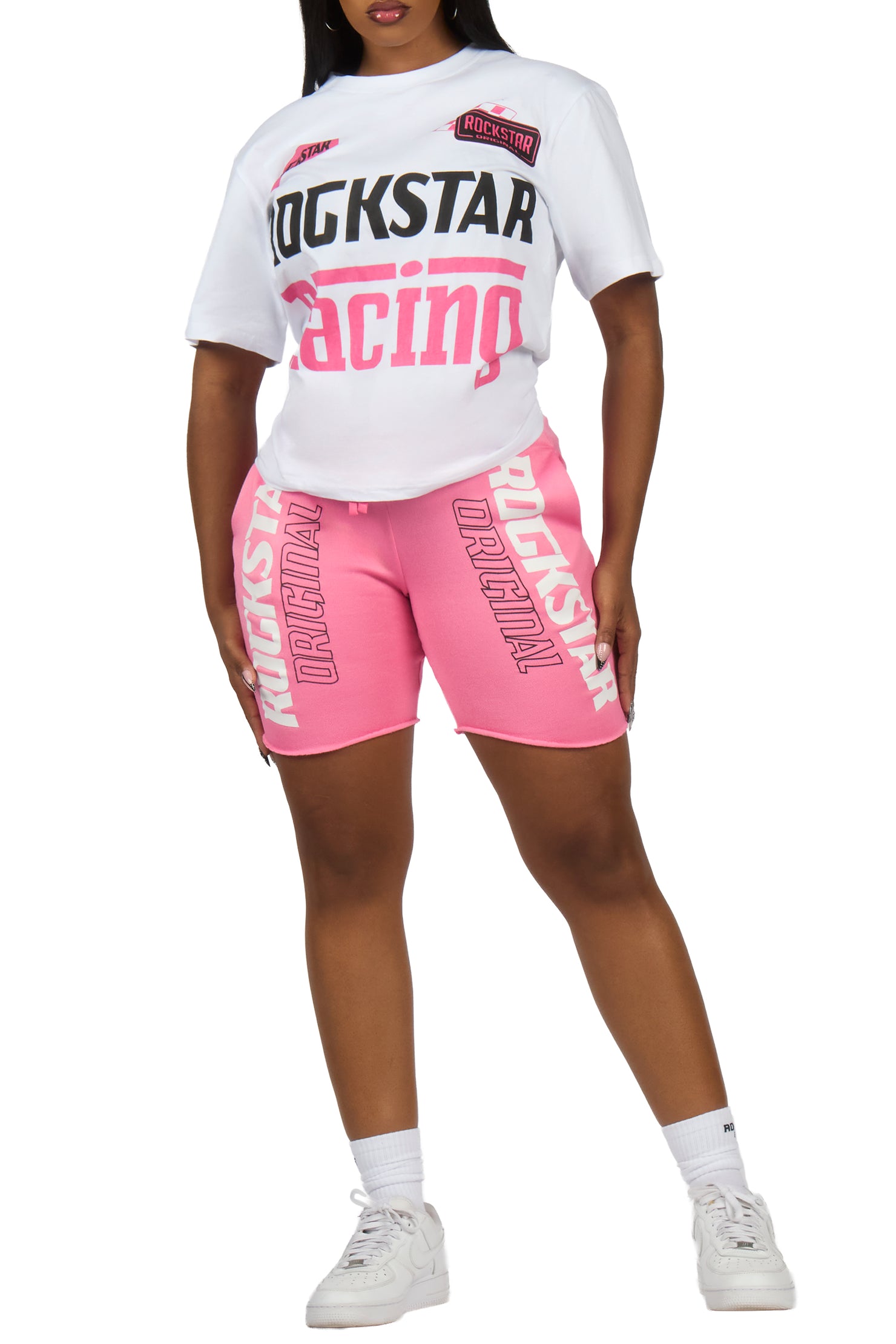 Tarie White/Pink T-Shirt Short Set