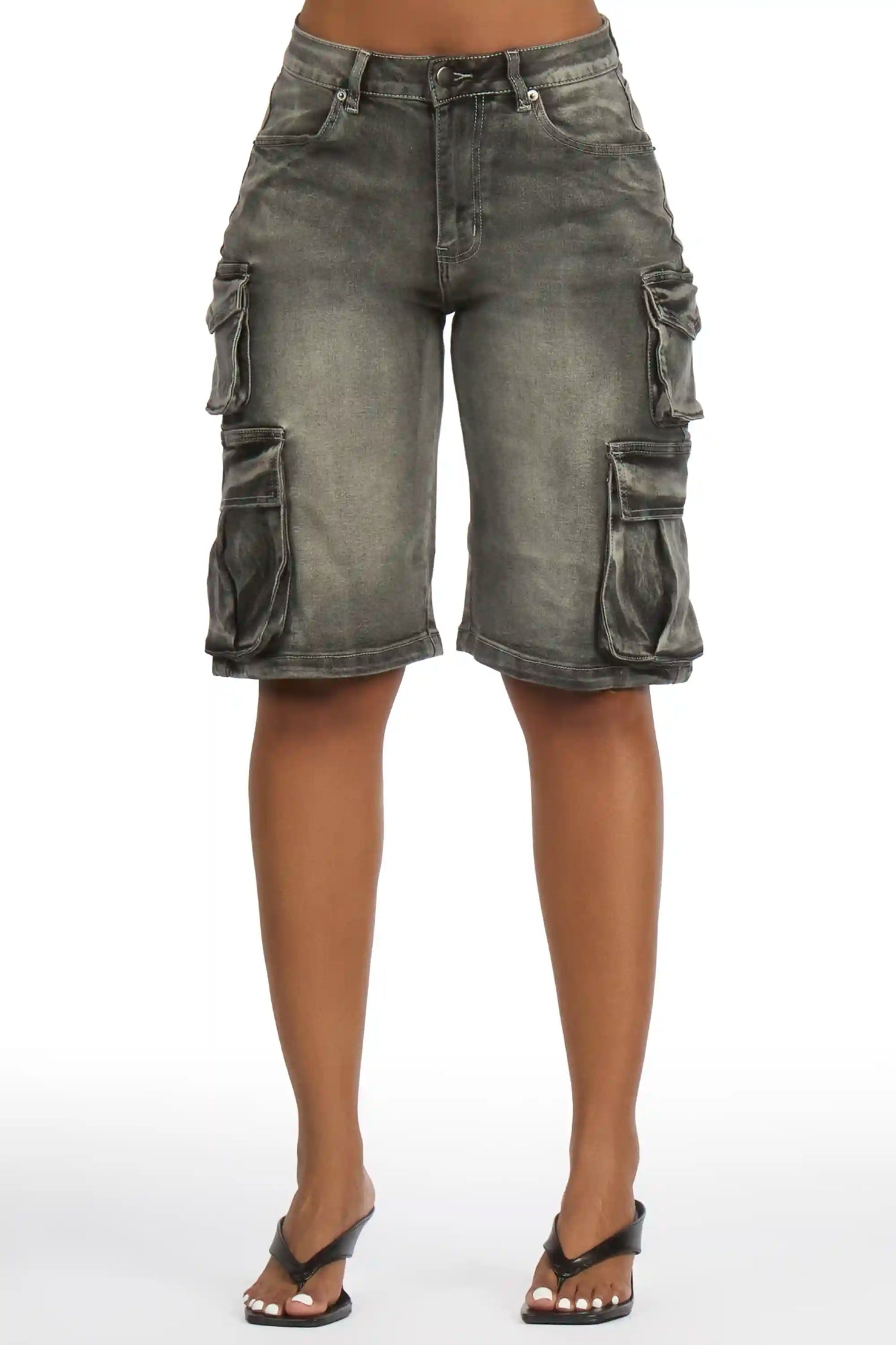LaQuesha Black Cargo Denim Jort
