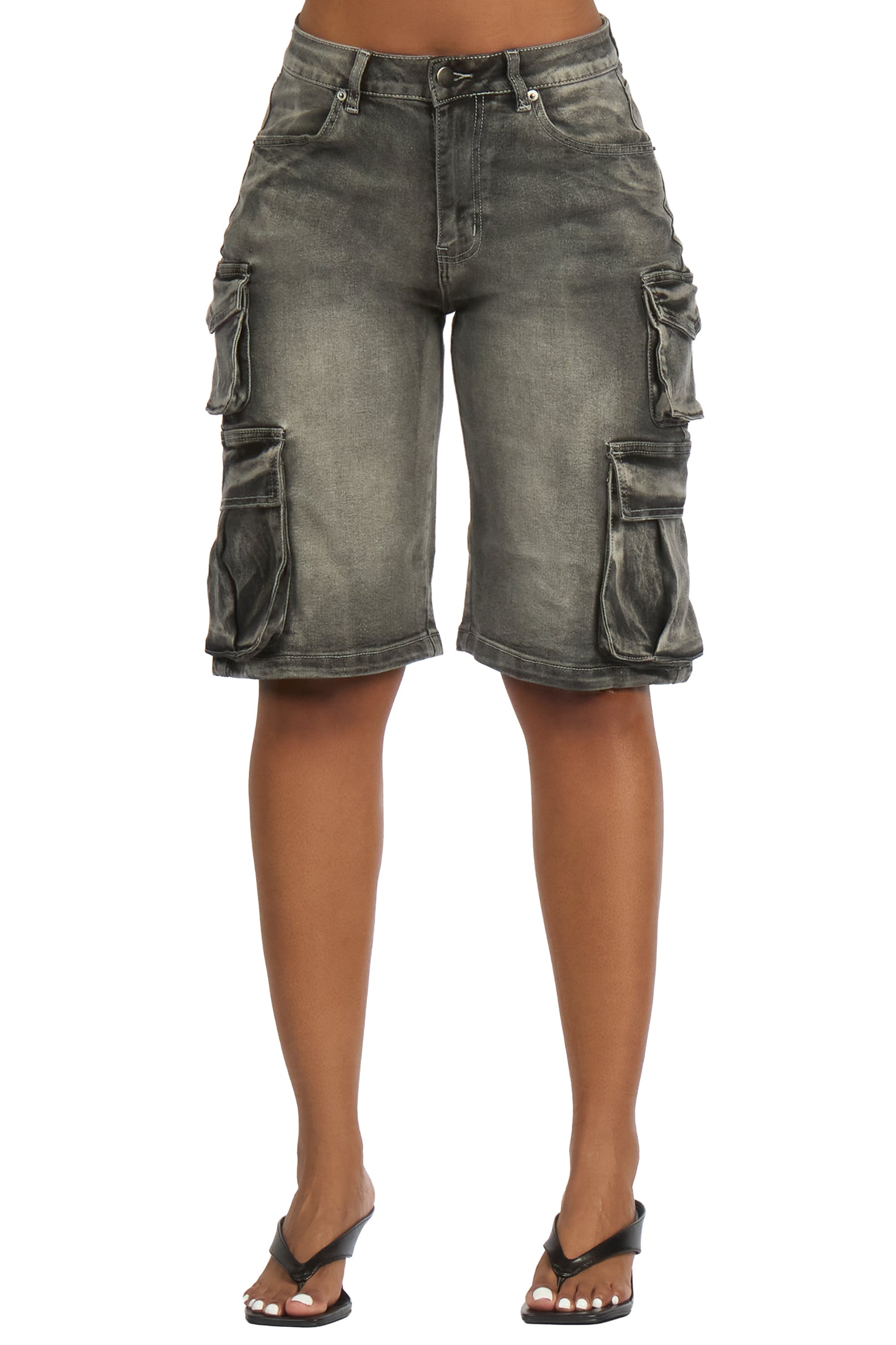 LaQuesha Black Cargo Denim Jort