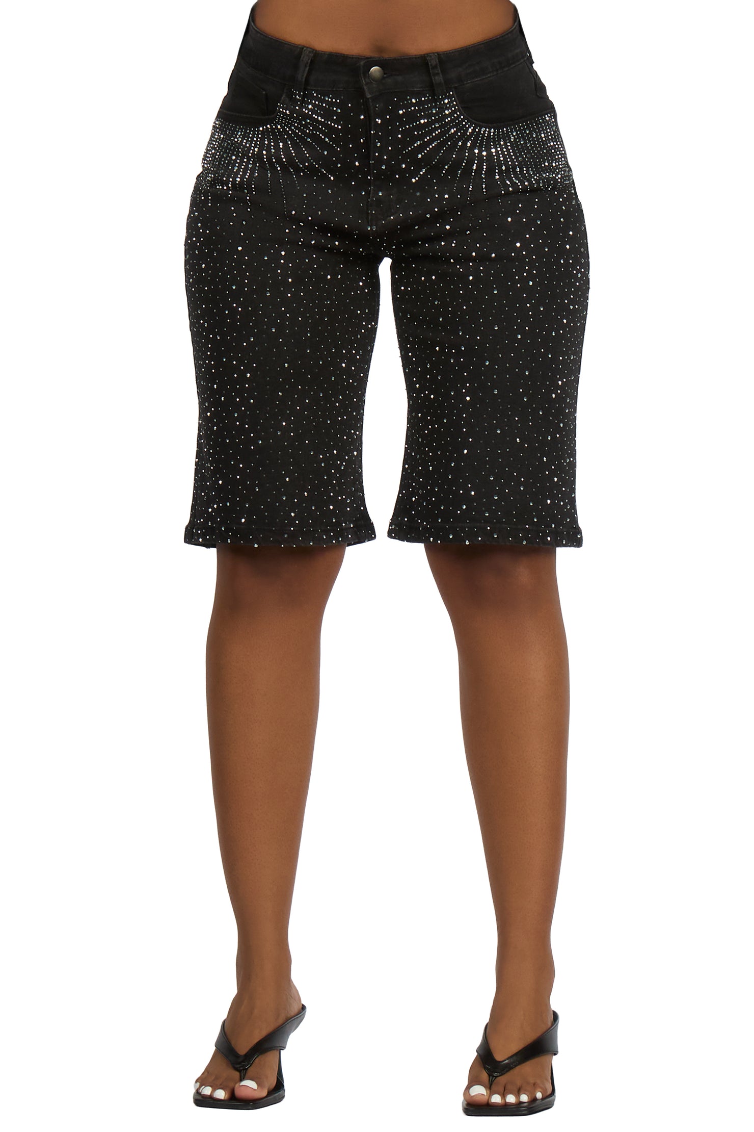LaTonia Black Rhinestone Denim Jort