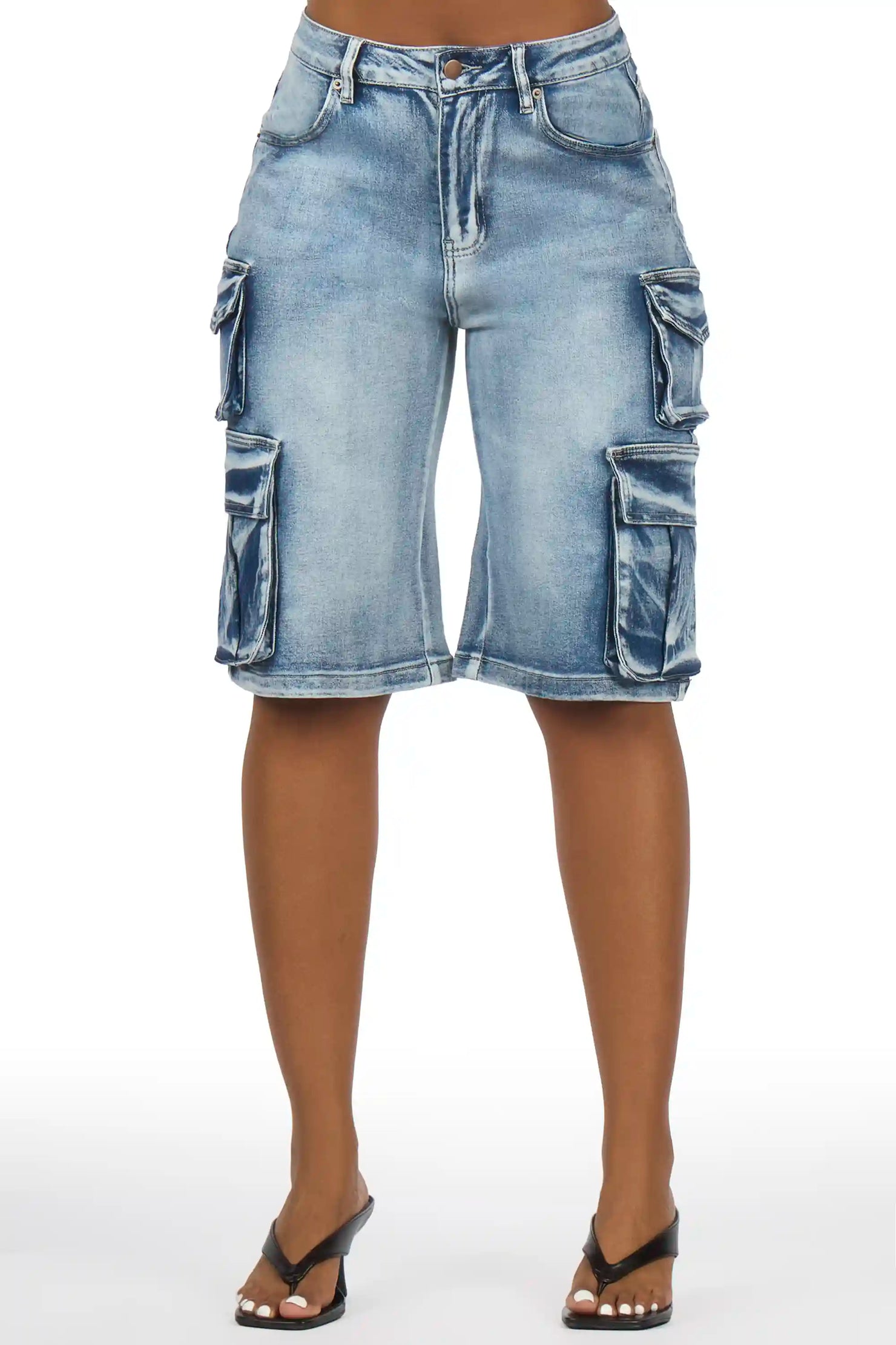 LaQuesha Med. Wash Cargo Denim Jort