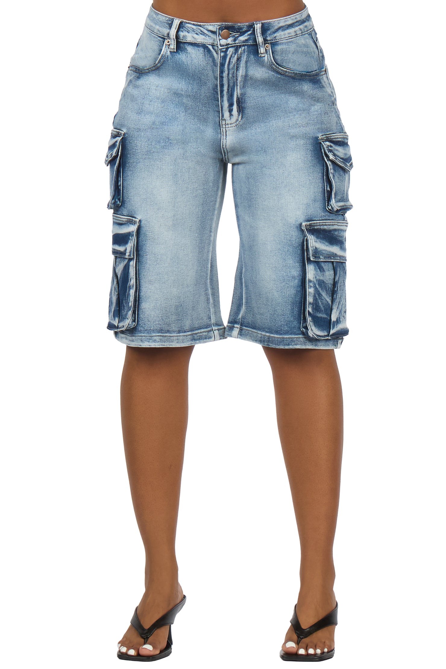 LaQuesha Med. Wash Cargo Denim Jort