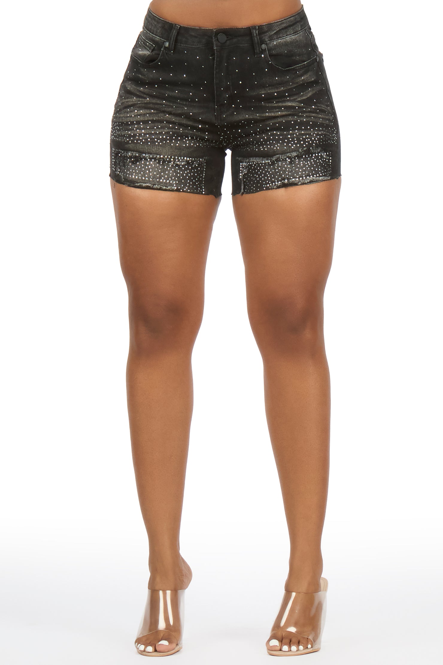 Alize Black Rhinestone Booty Short
