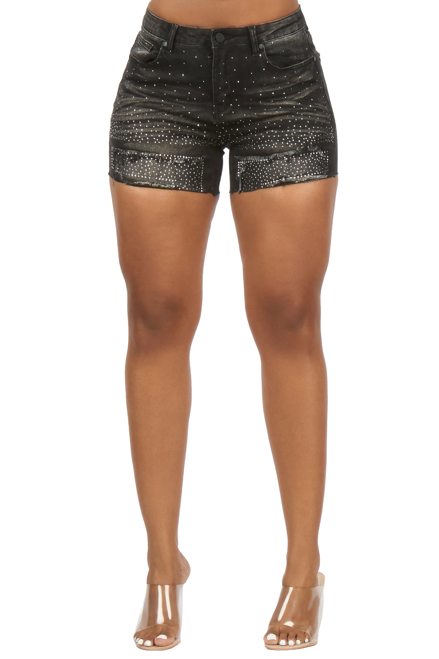 Alize Black Rhinestone Booty Short