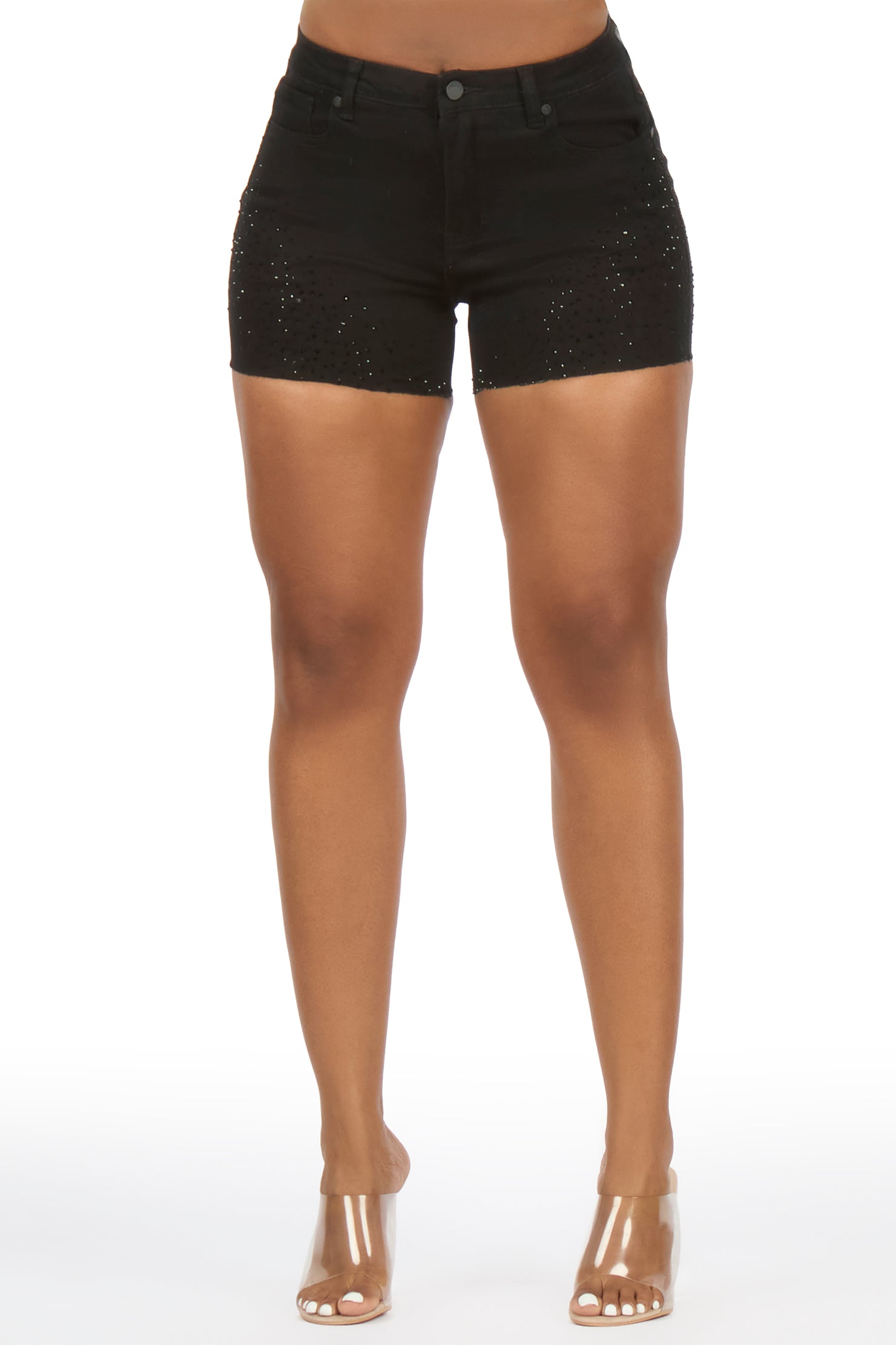LaTeasa Black Rhinestone Booty Short