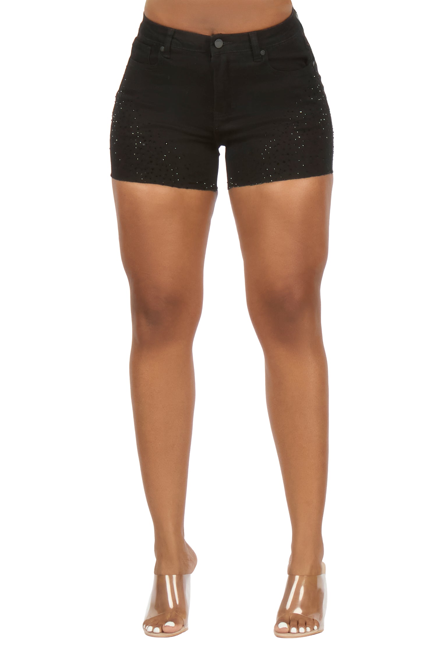 LaTeasa Black Rhinestone Booty Short