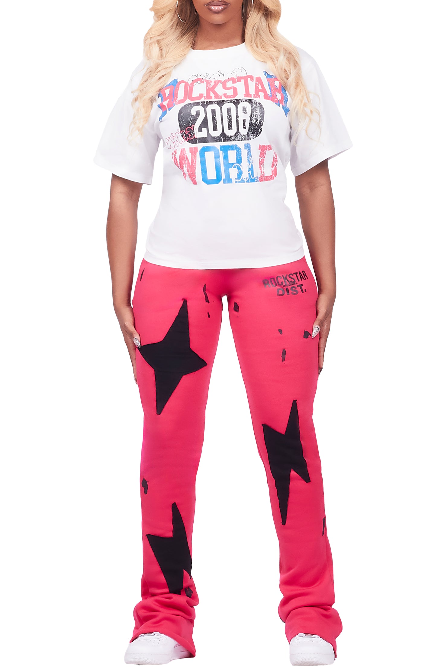 Aliyah White/Hot Pink T-Shirt Trackset