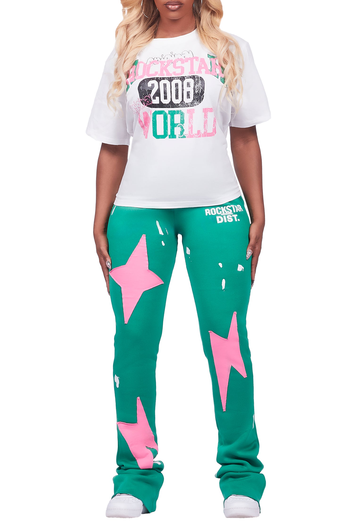 Aliyah White/Green T-Shirt Trackset