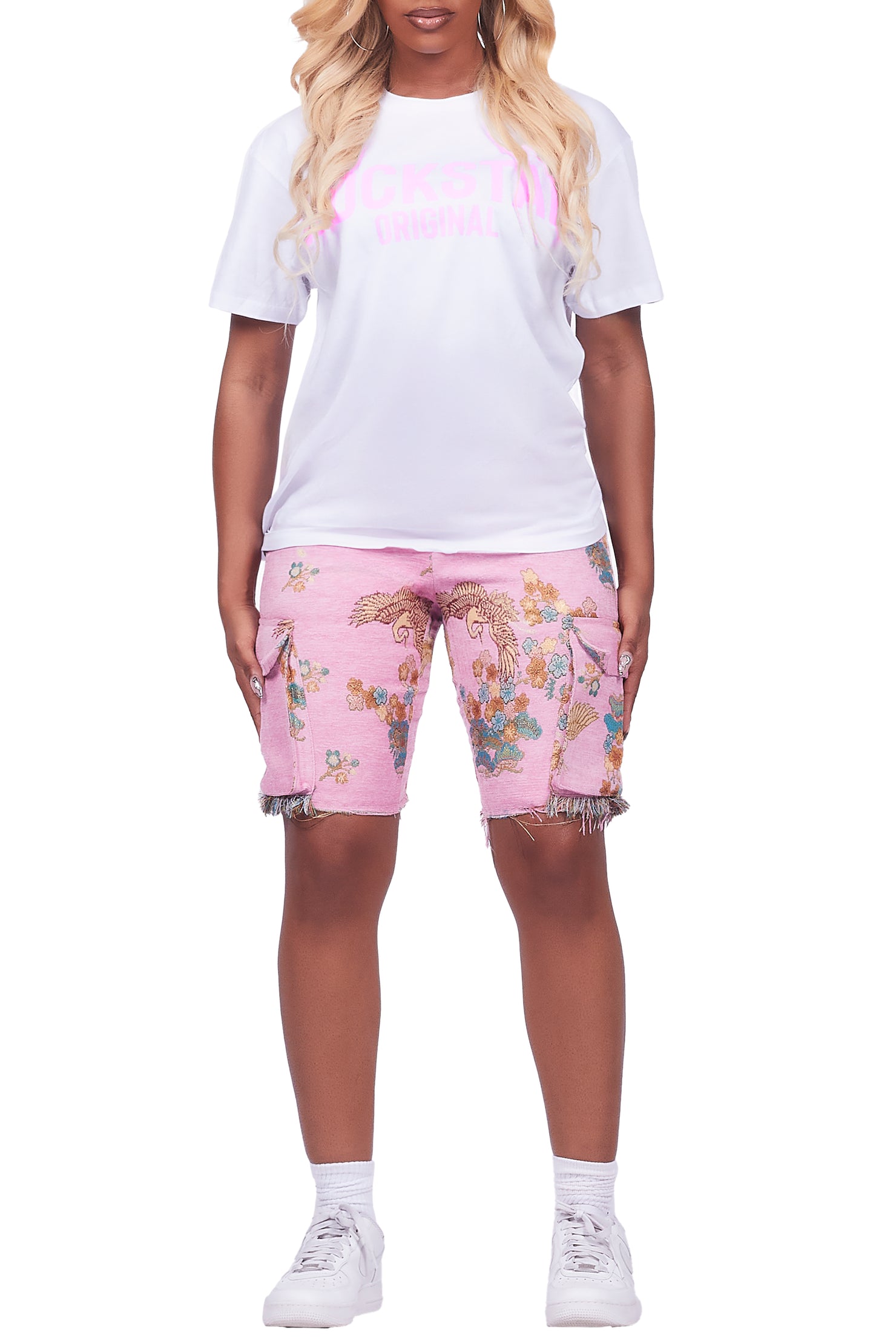 Vatasha White/Pink T-Shirt Short Set