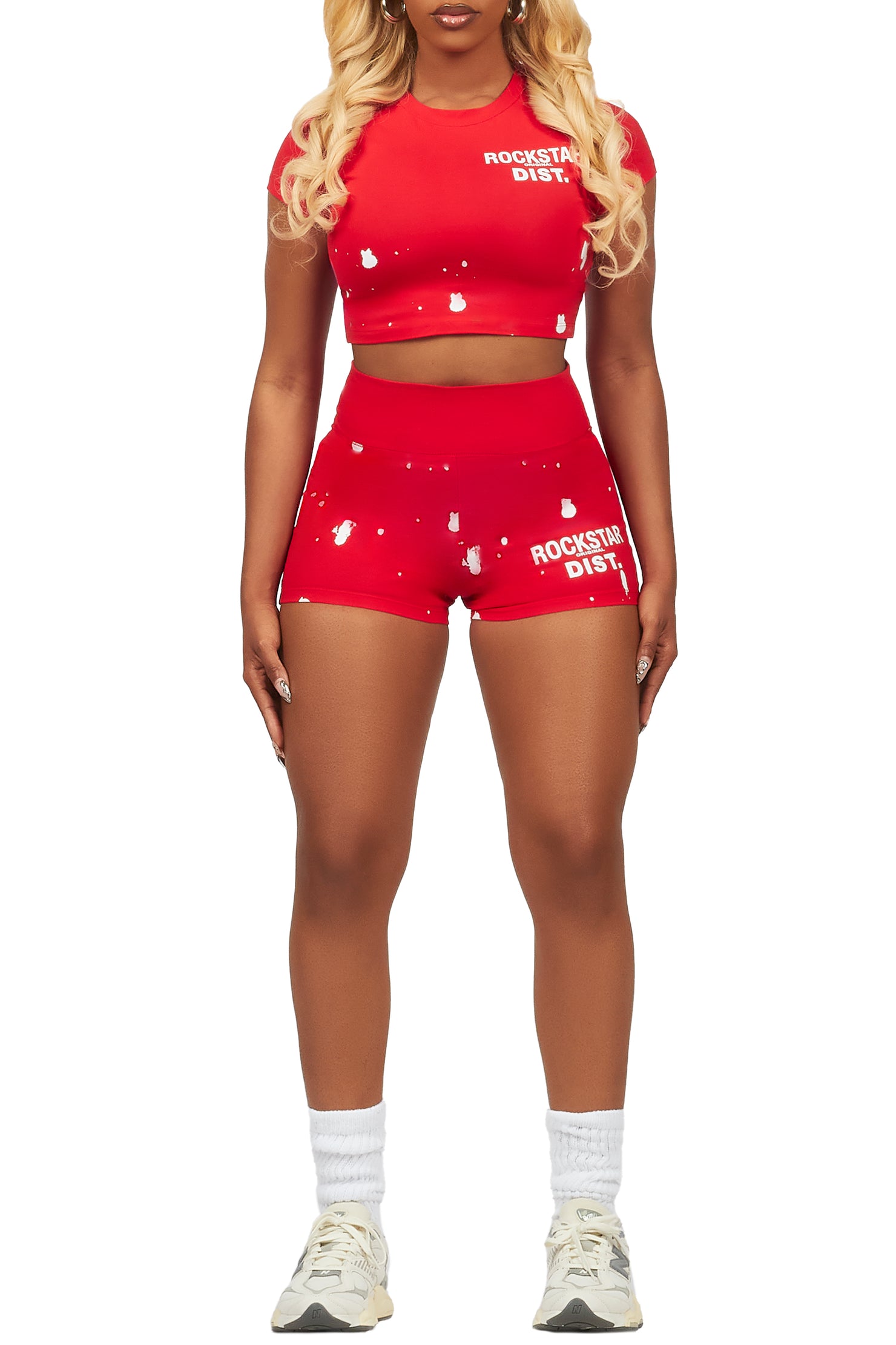 Nadja Red Crop Bike Short Set