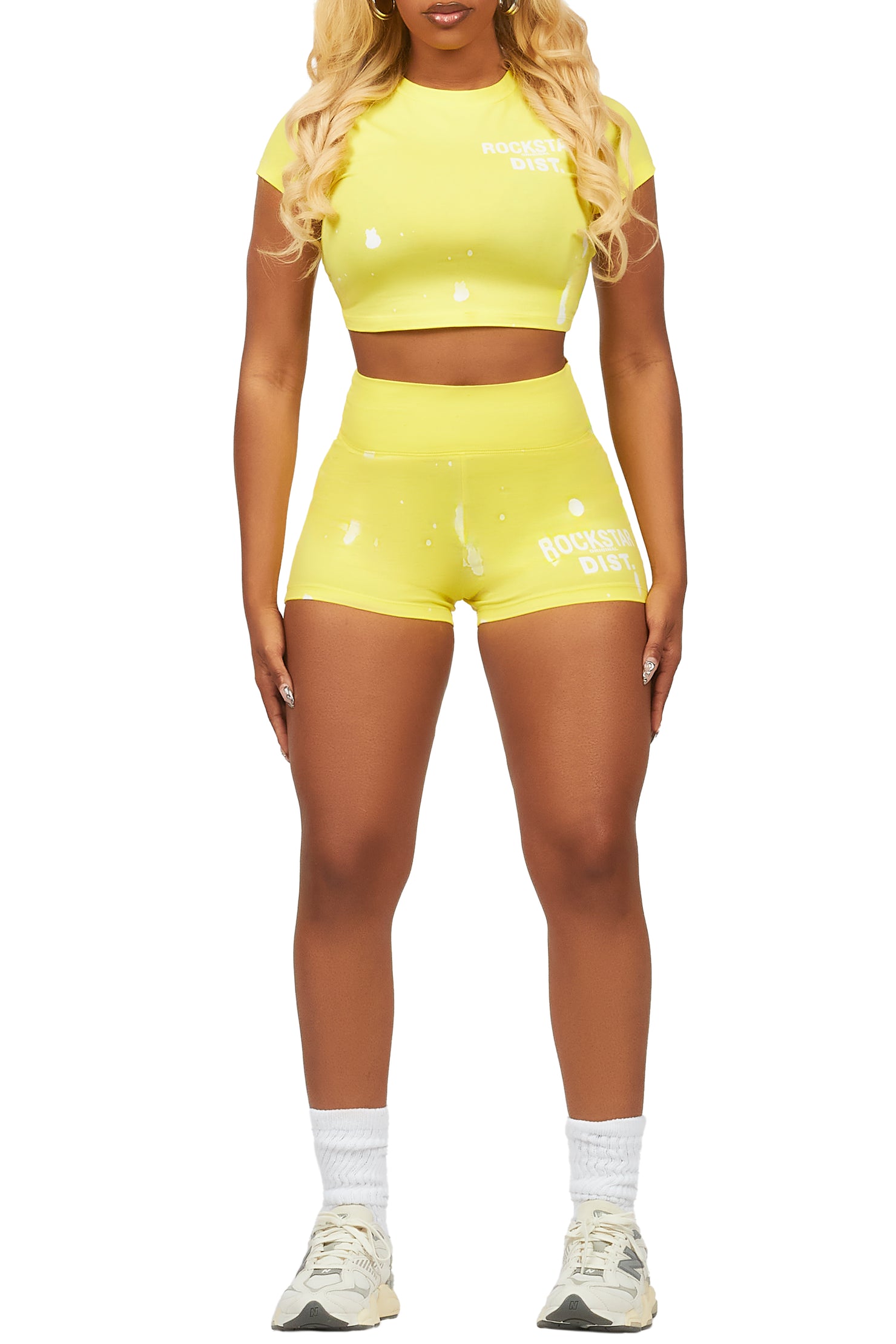 Nadja Yellow Crop Bike Short Set