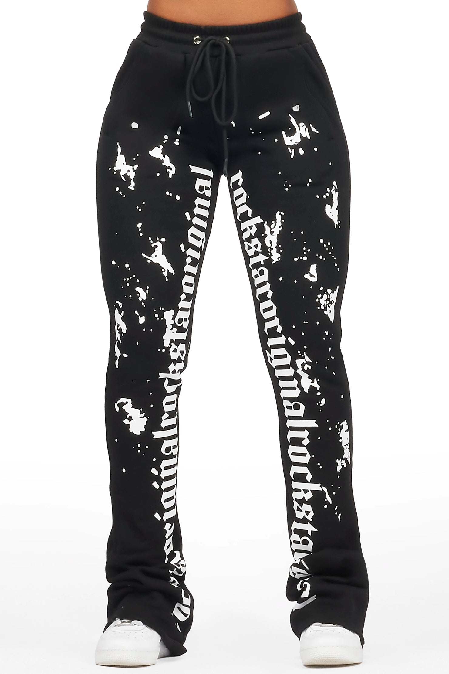 Adwinna Black Super Stacked Track Pant