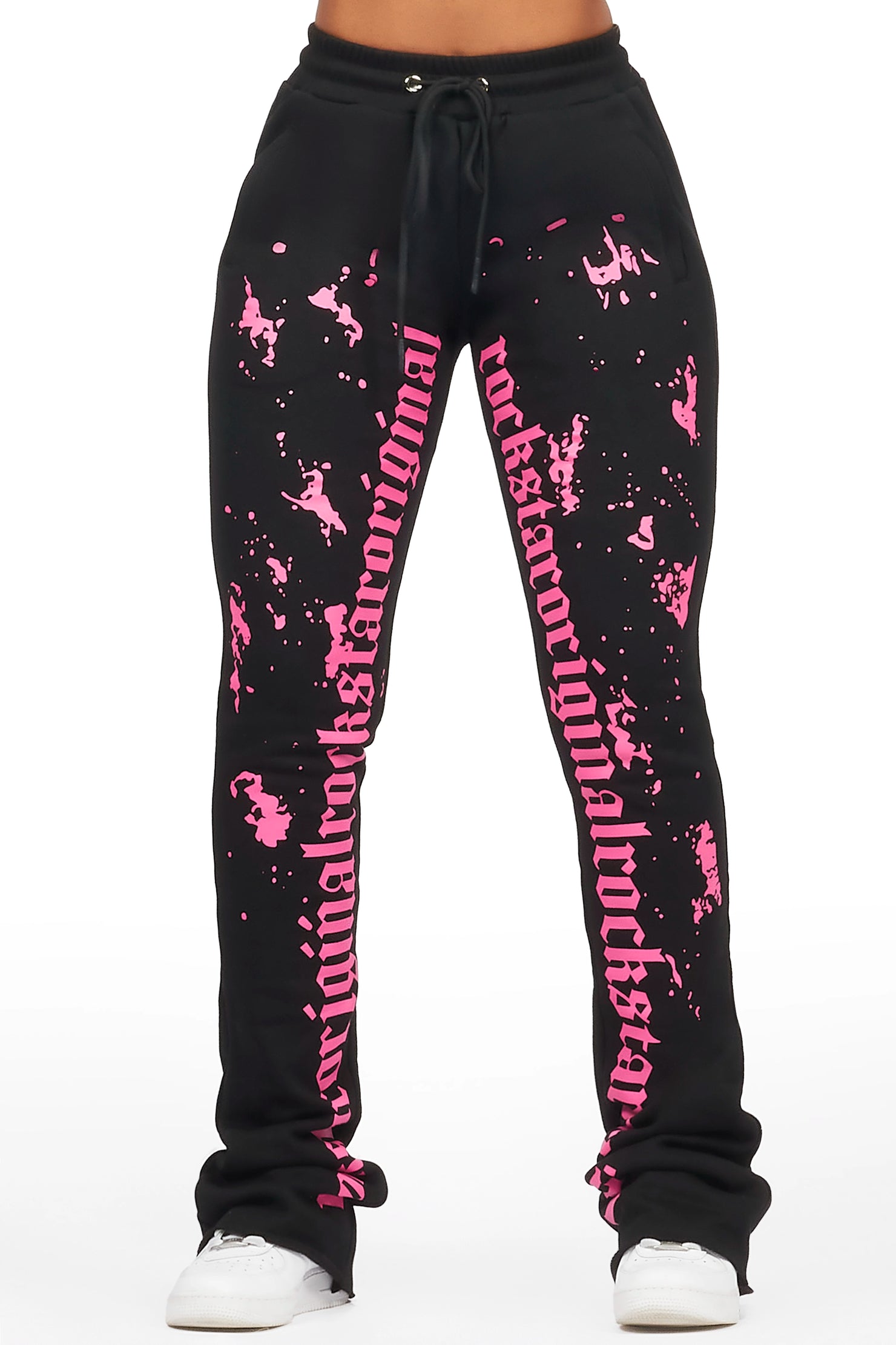 Adwinna Black/Pink Super Stacked Track Pant