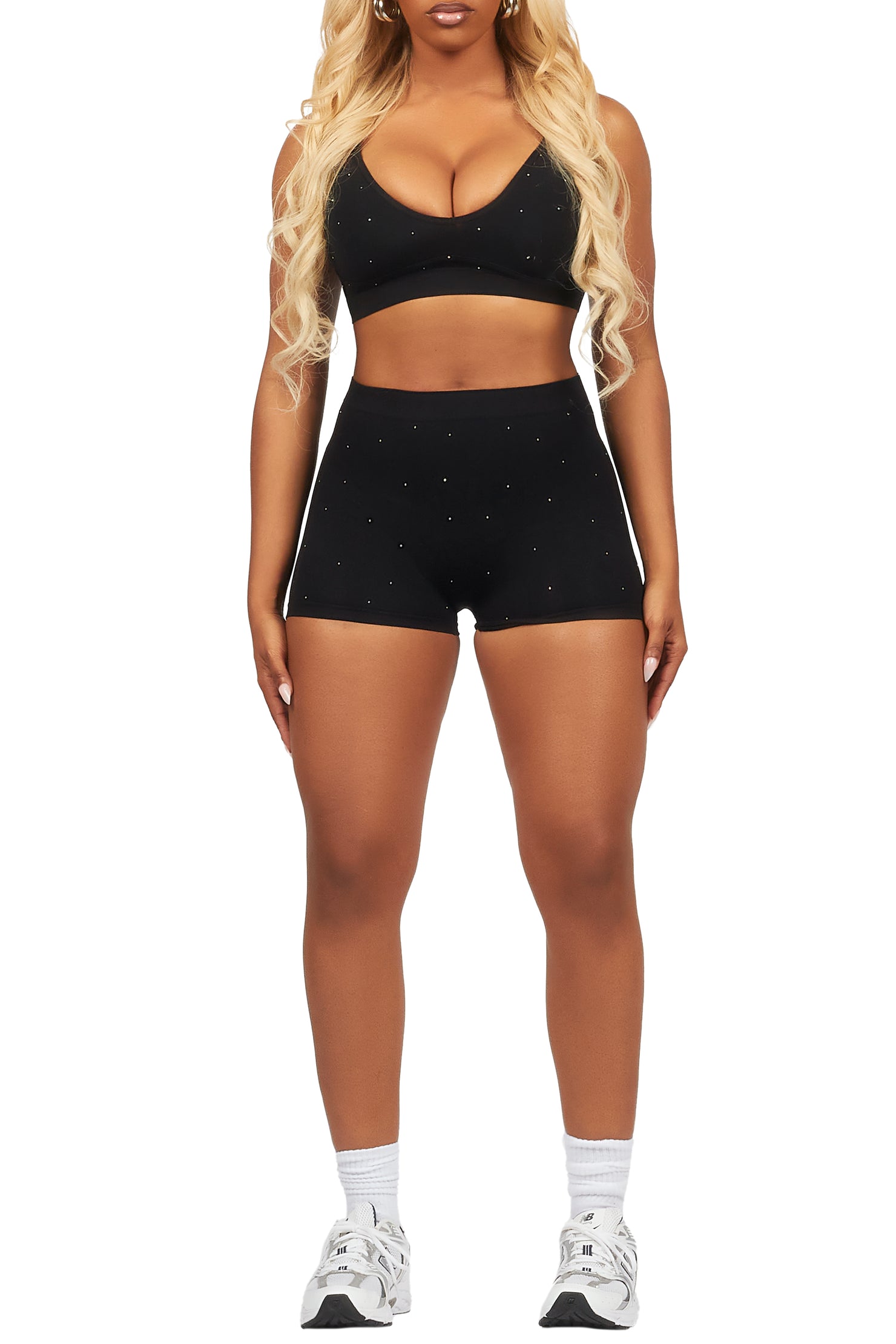 Sierra Black Rhinestone Bike Short Set