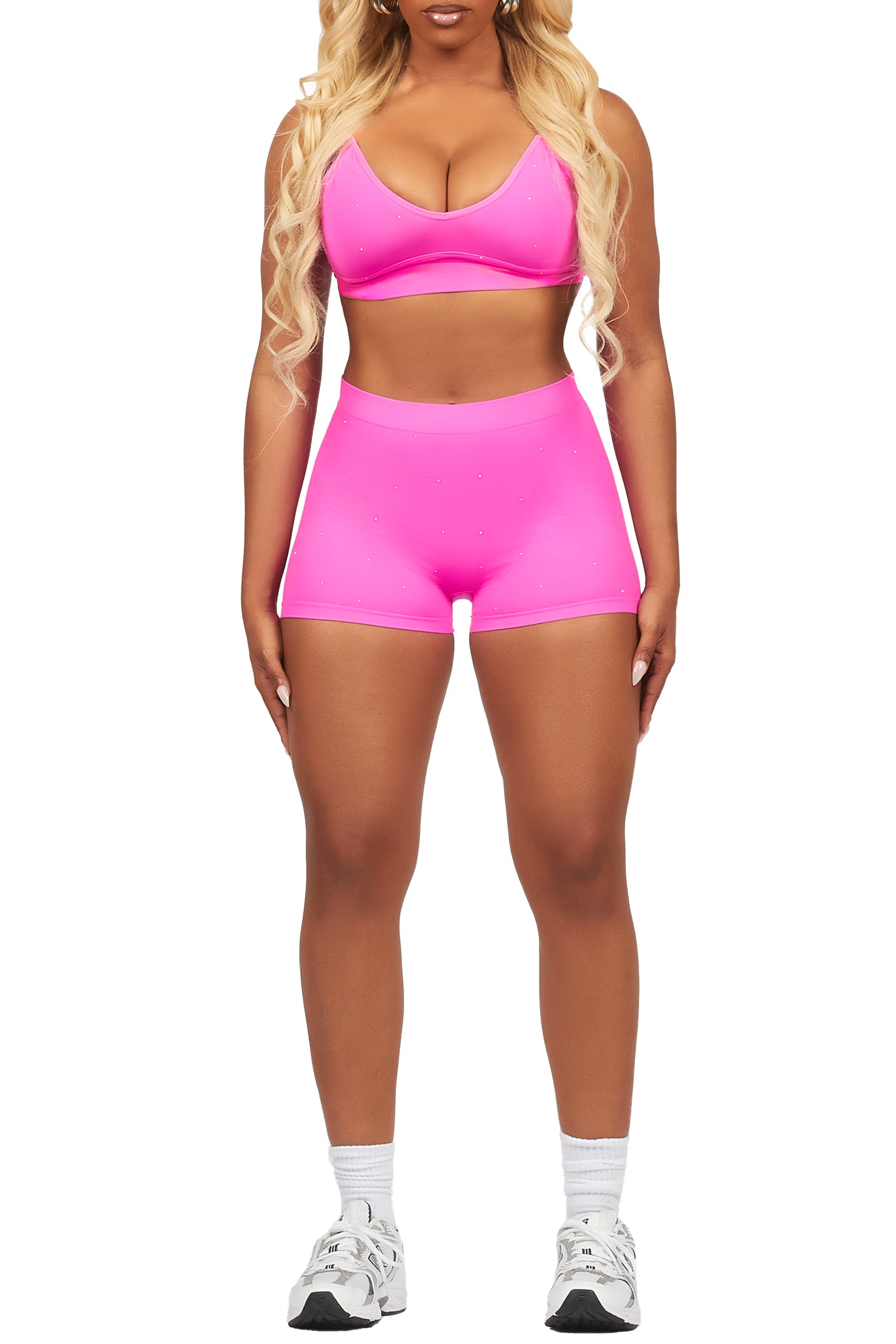 Sierra Hot Pink Rhinestone Bike Short Set