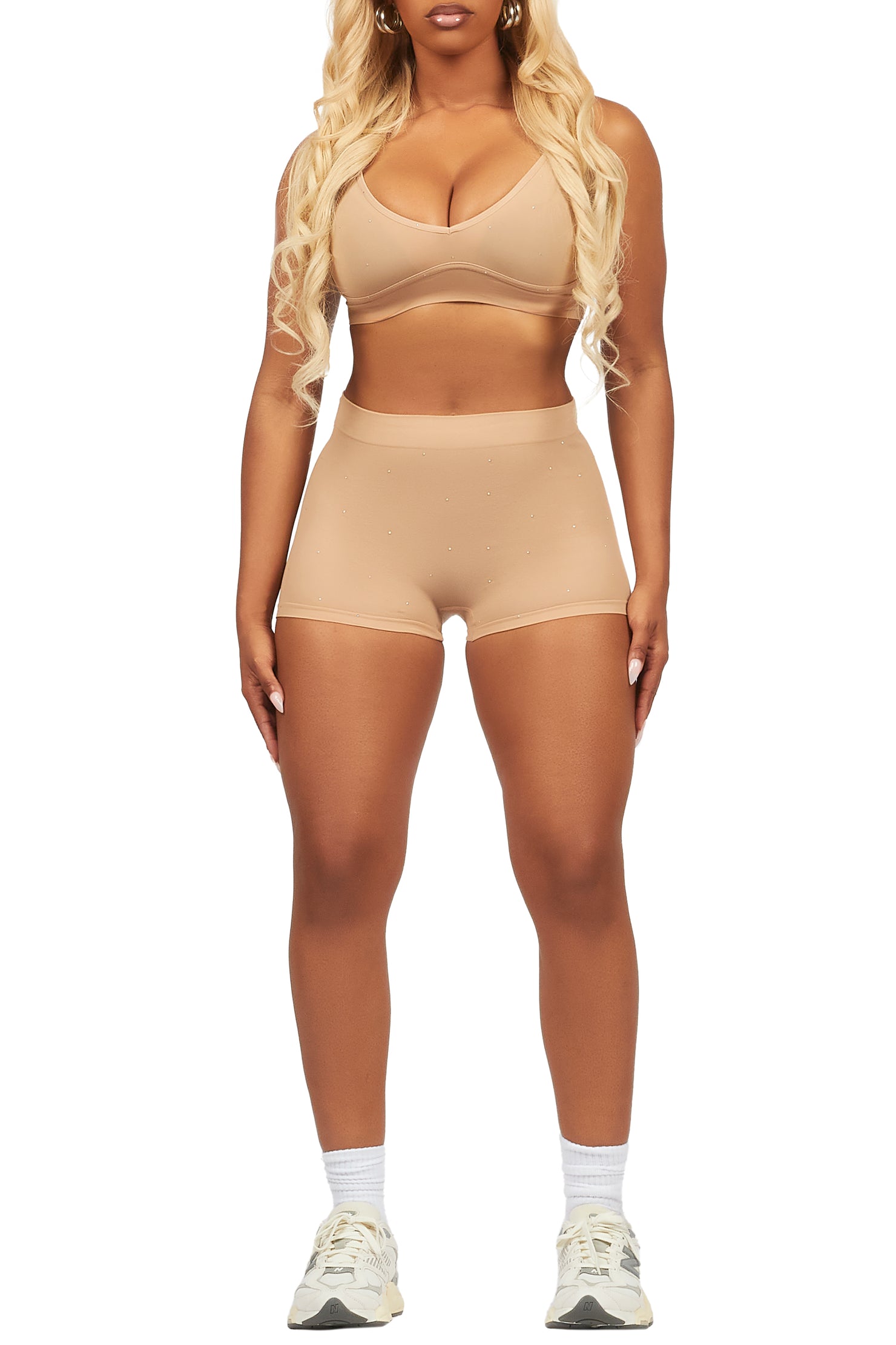 Sierra Tan Rhinestone Bike Short Set