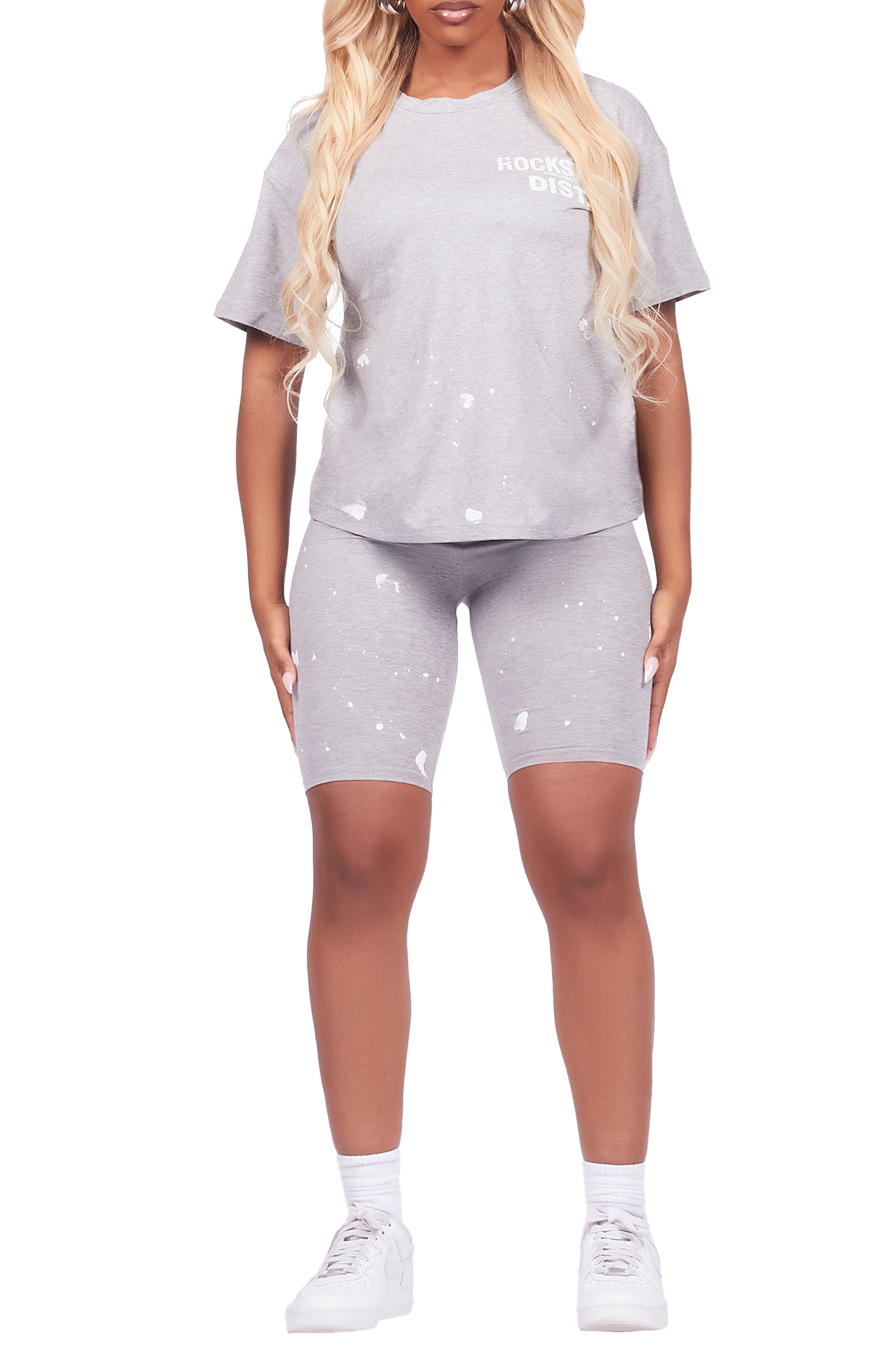 Kiah Heather Grey T-Shirt Bike Short Set