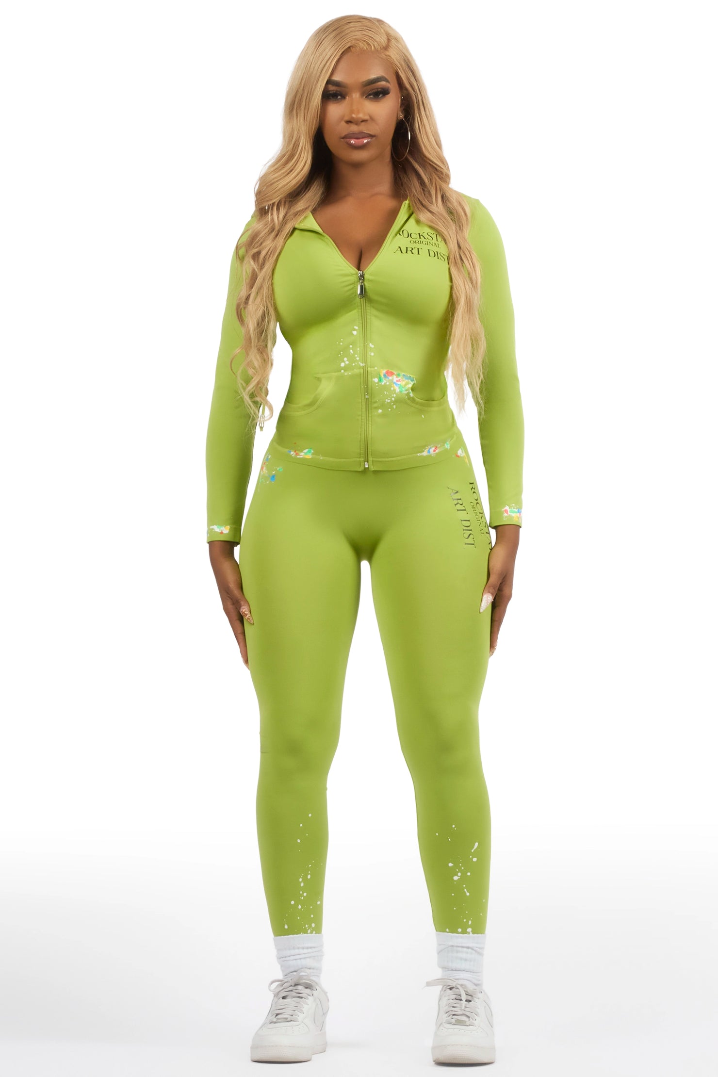 Kelci Neon Green Painted Active Set