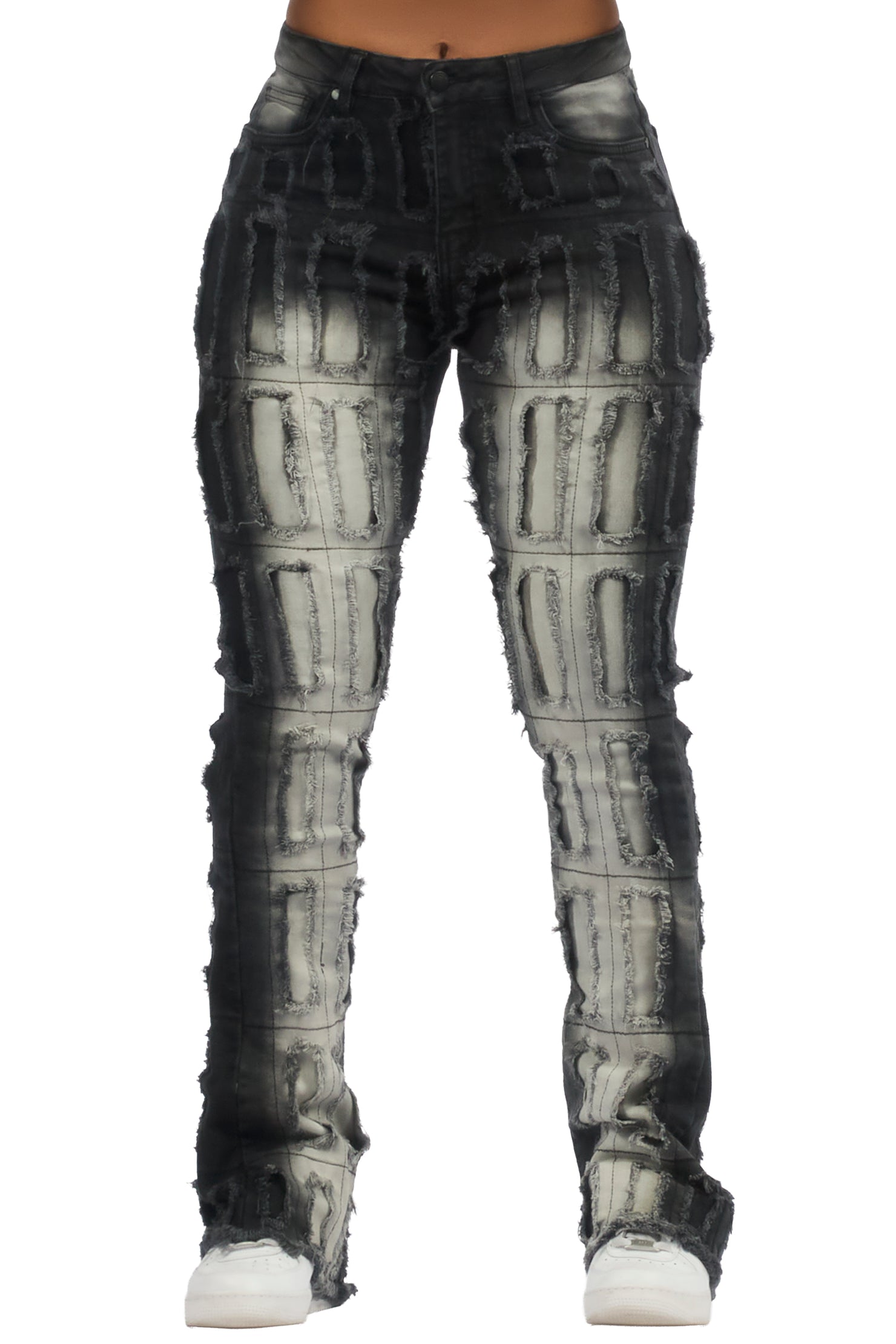 Taquila Grey Wash Stacked Flare Jean