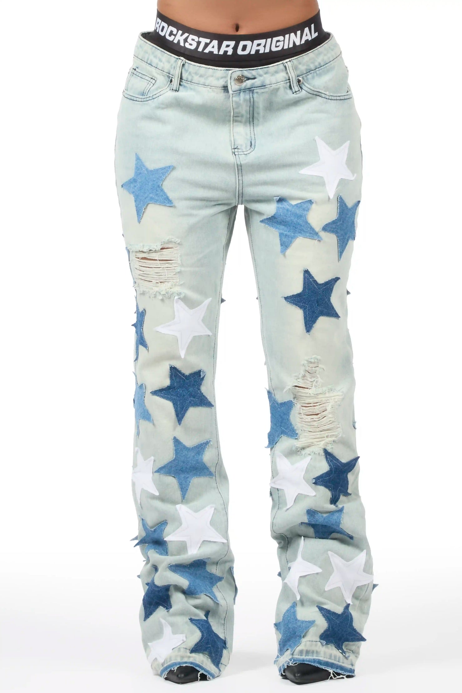 Starlena Light Wash Stacked Flare Jean