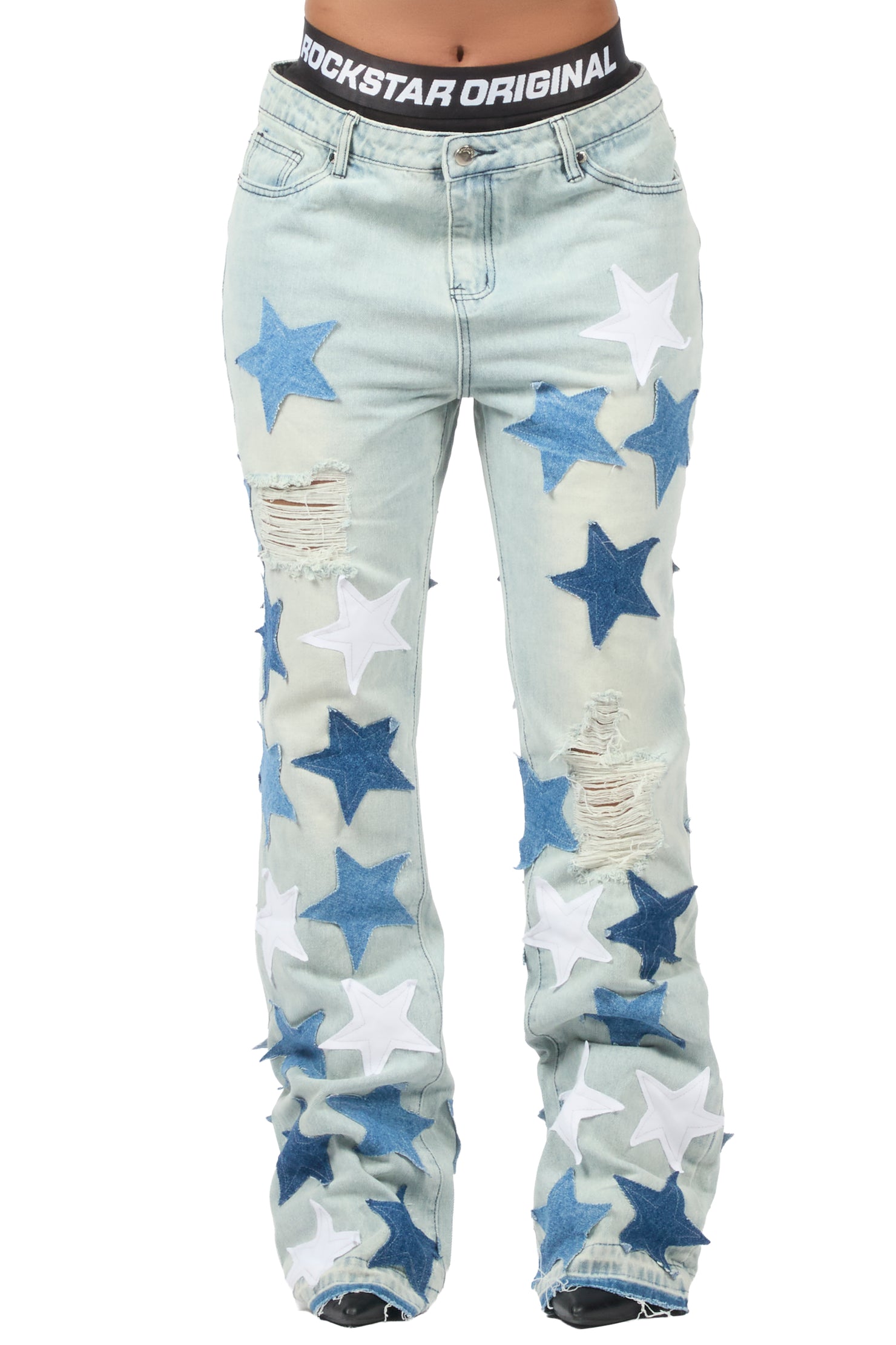 Starlena Light Wash Stacked Flare Jean