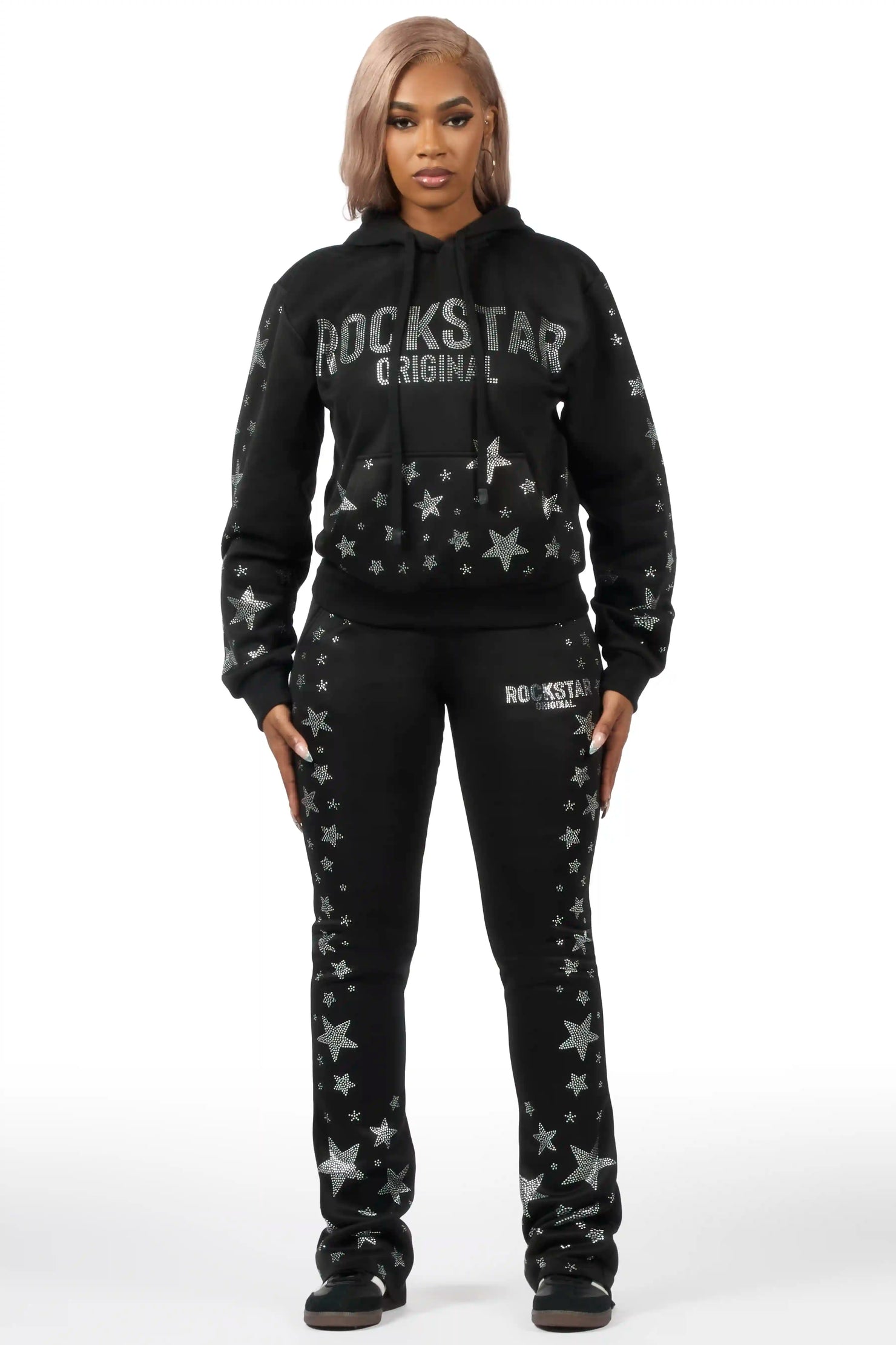 Maiya 2.0 Black Rhinestone Stacked Track Set